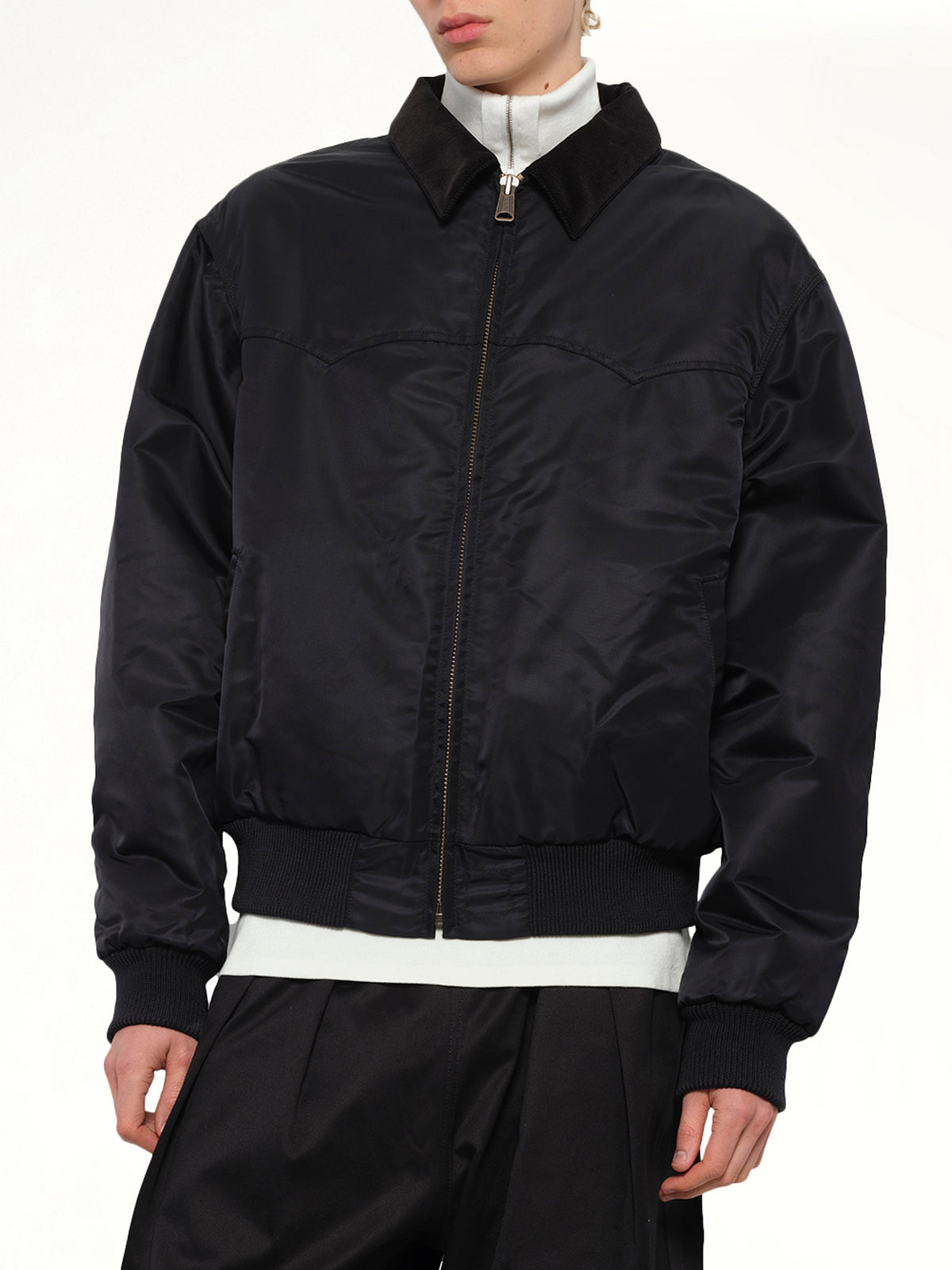 Zip-Up Bomber Jacket in Black
