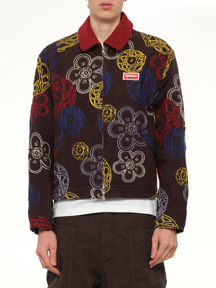 Kenzo Futura Zip Up Utility Jacket in Chocolate