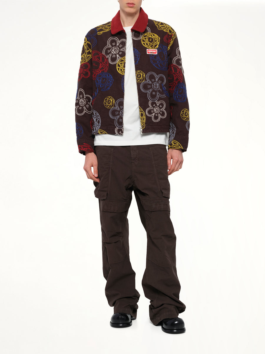 Kenzo Futura Zip Up Utility Jacket in Chocolate