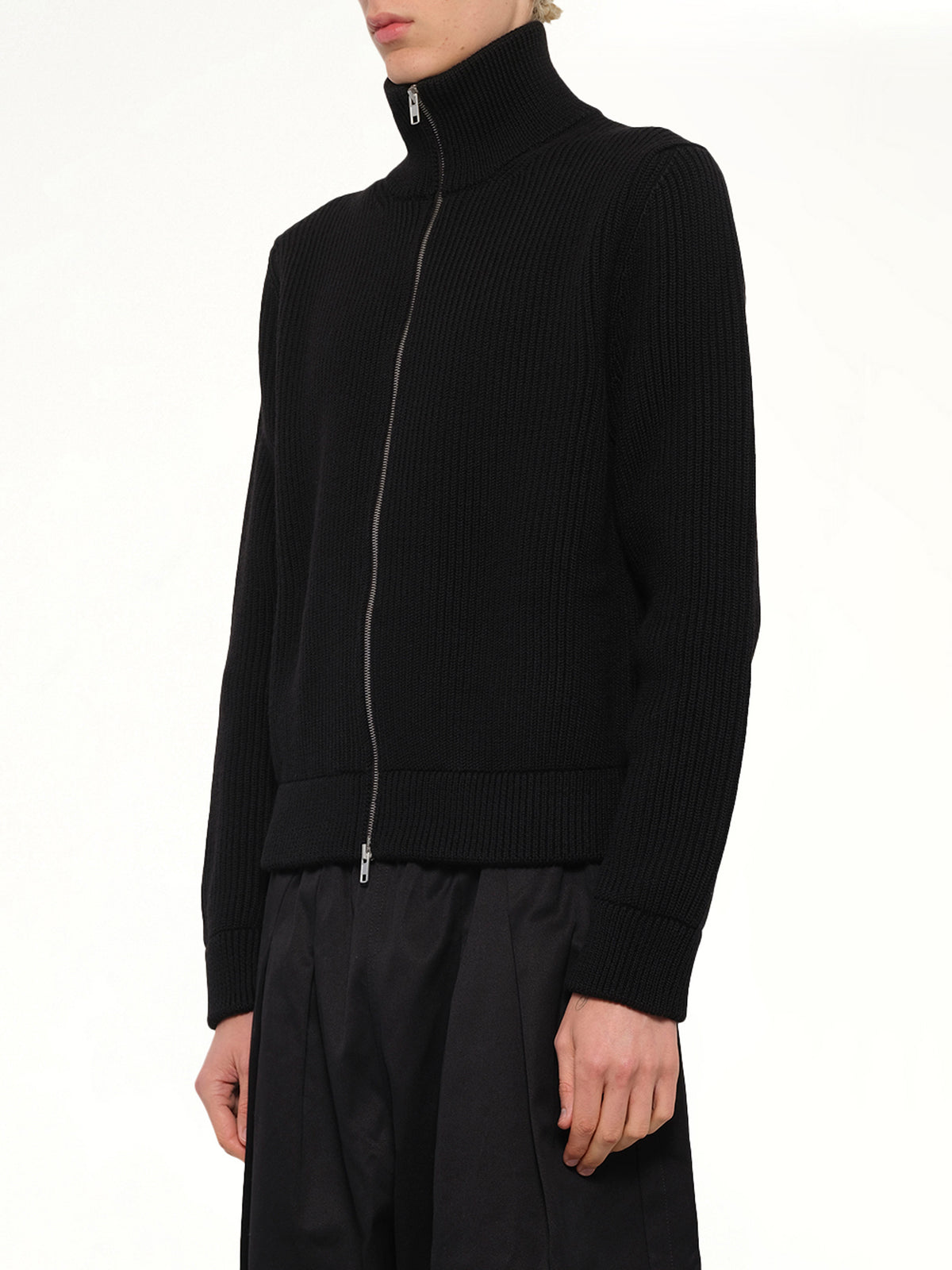 Drivers Knit Zip Sweater in Black