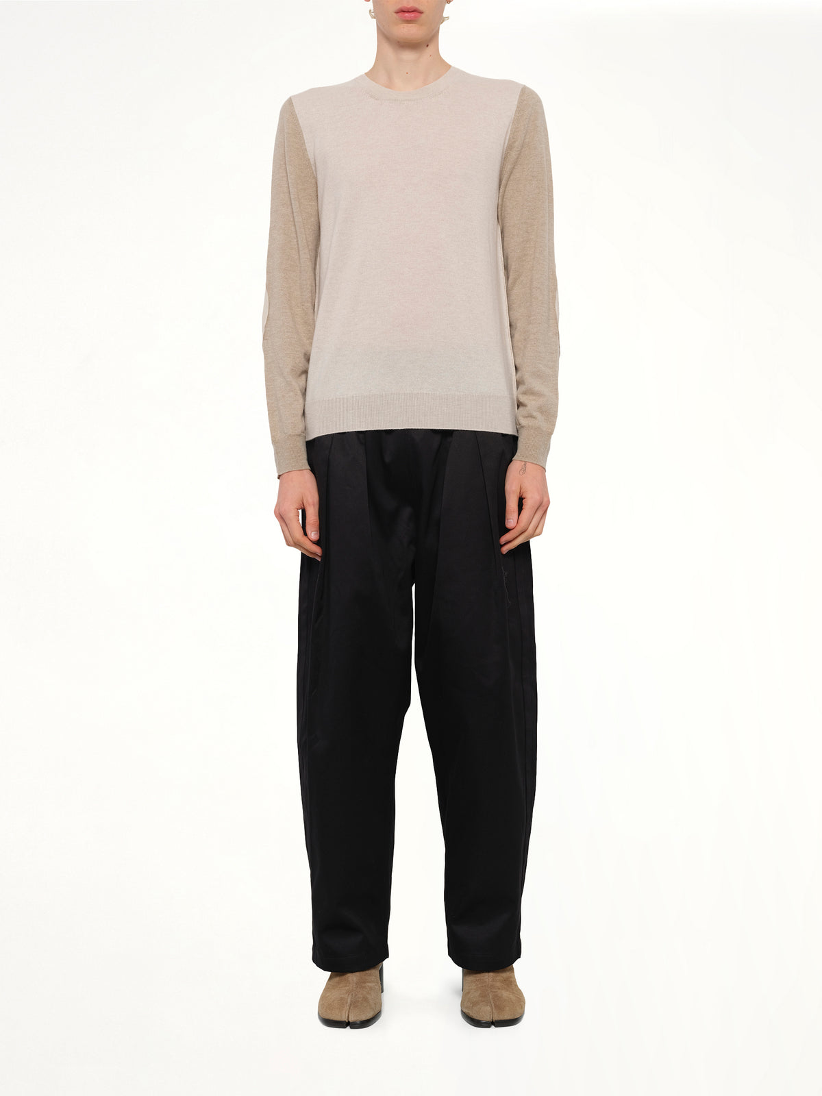 Two-Tone Sweater in Beige/Camel