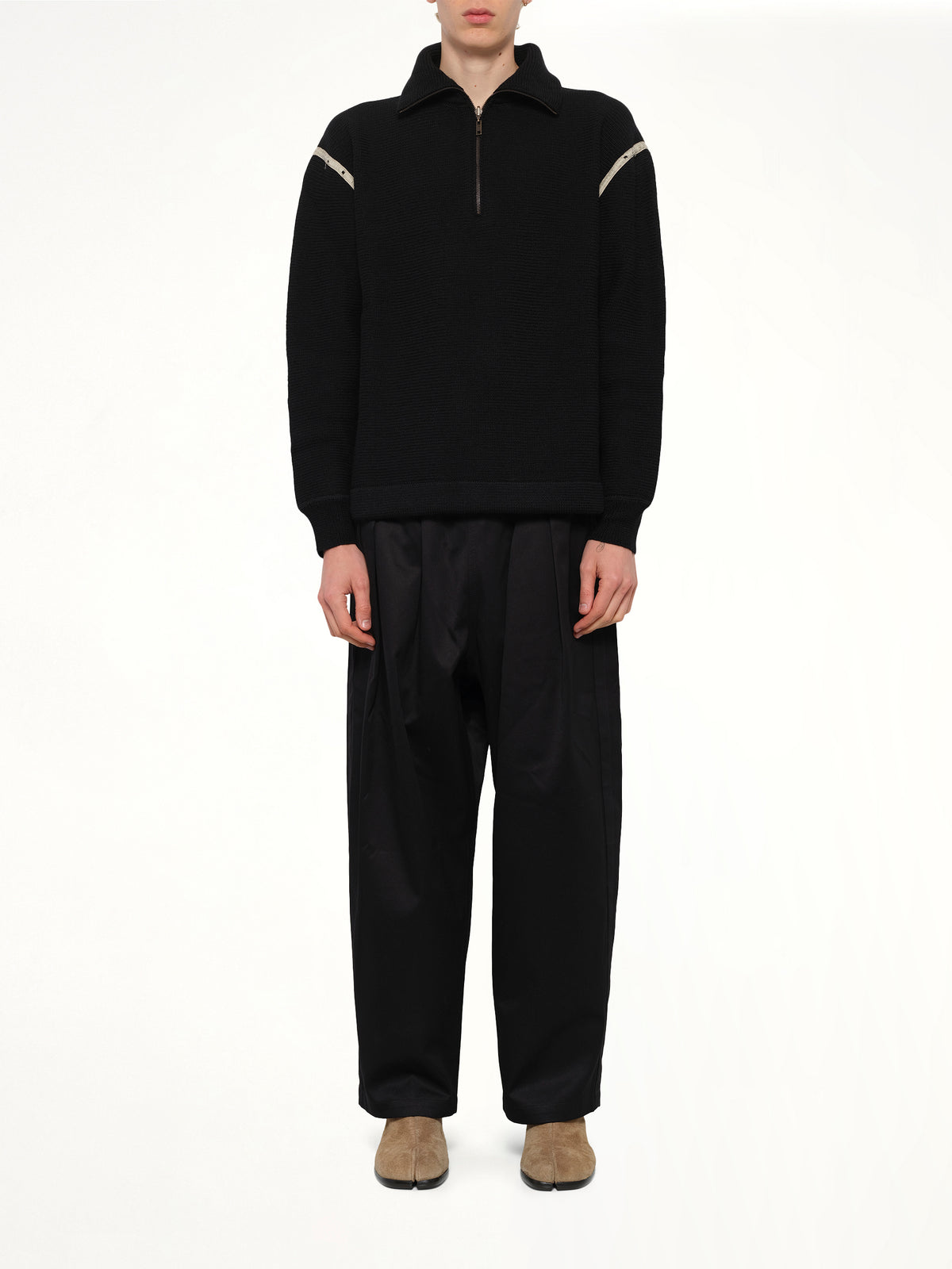 Quarter Zip Sweater in Black