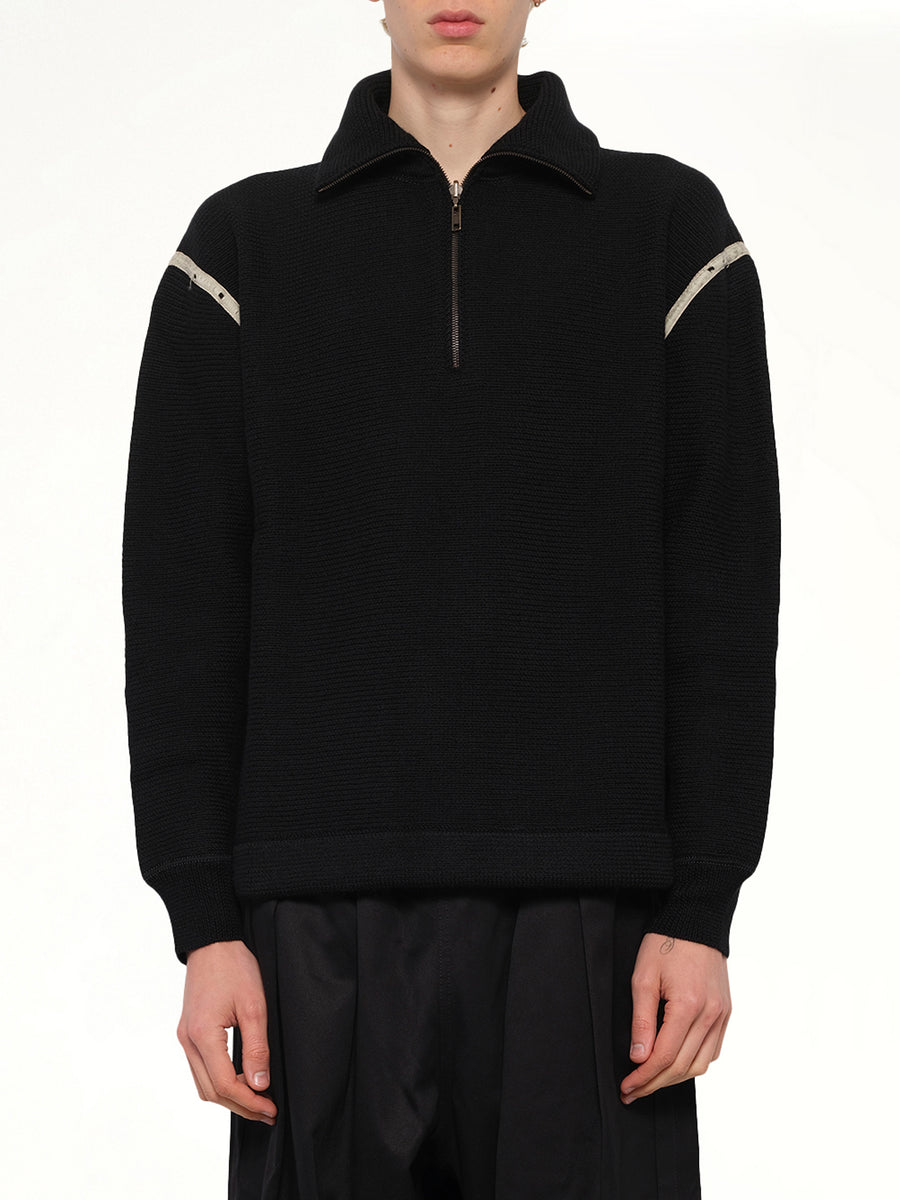 Quarter Zip Sweater in Black