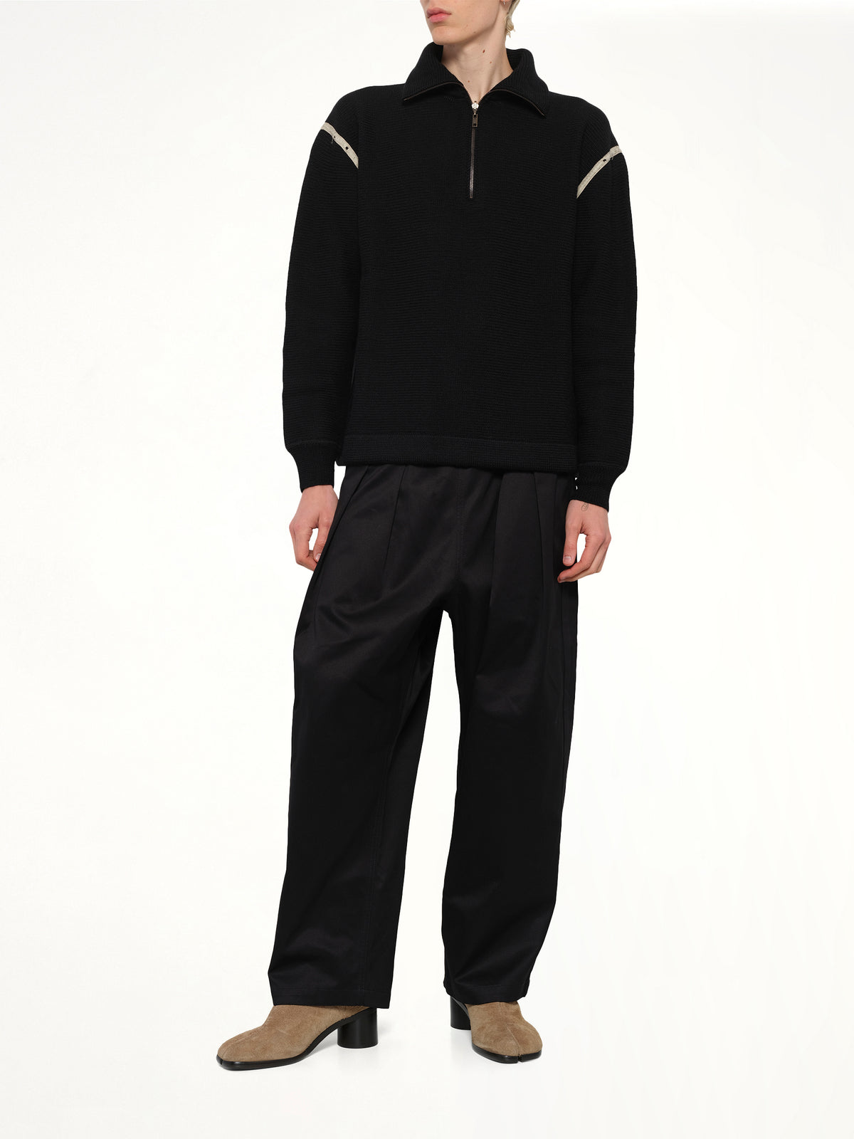 Quarter Zip Sweater in Black