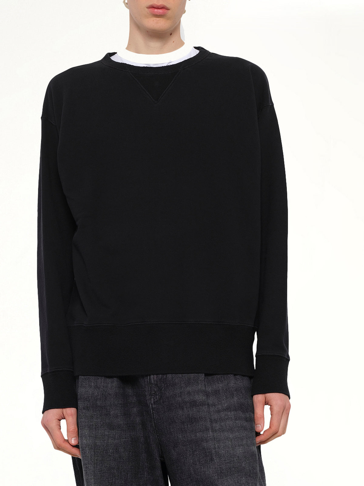 Cotton Fleece Sweatshirt in Black