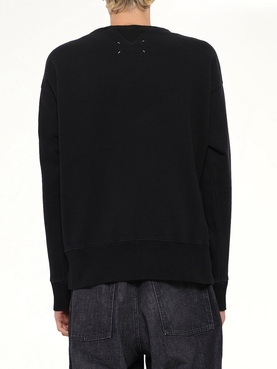 Cotton Fleece Sweatshirt in Black