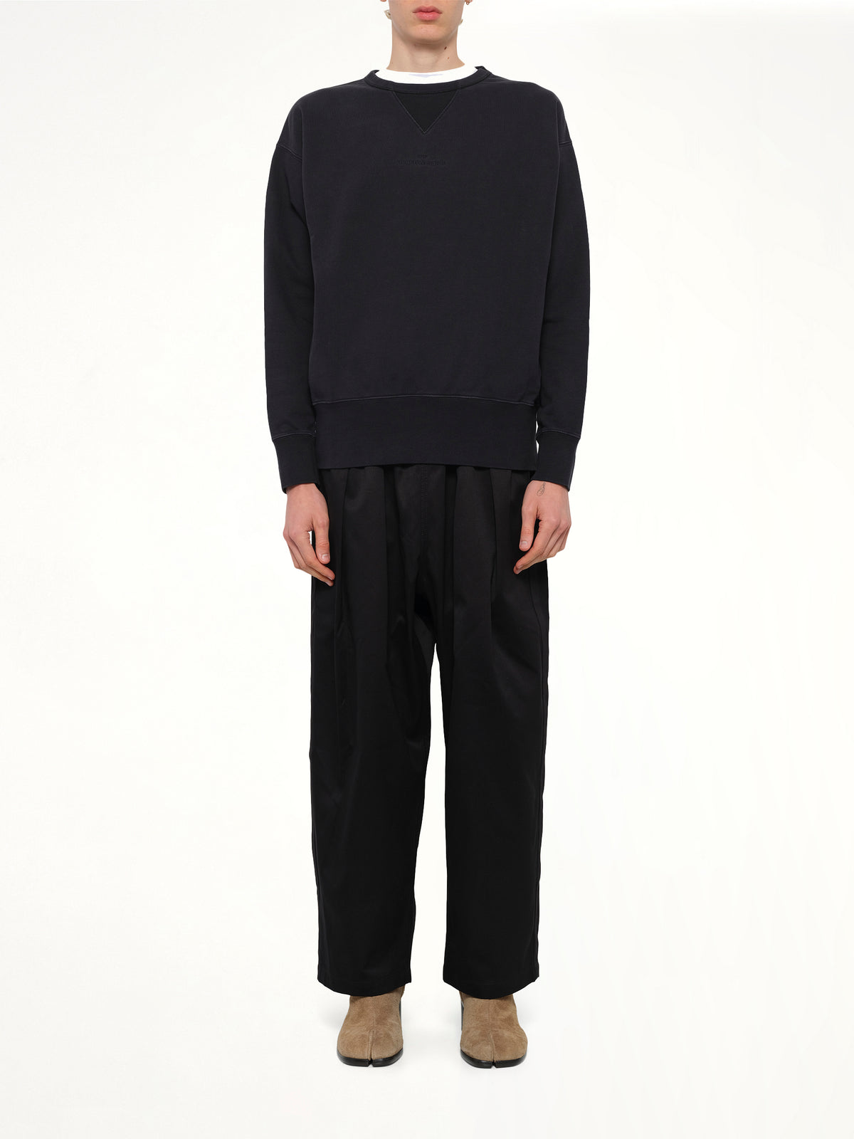 Cotton Fleece Sweatshirt in Washed Black