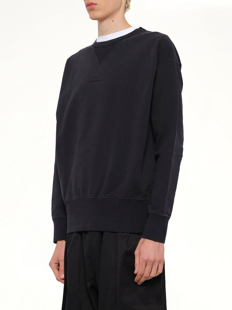 Cotton Fleece Sweatshirt in Washed Black