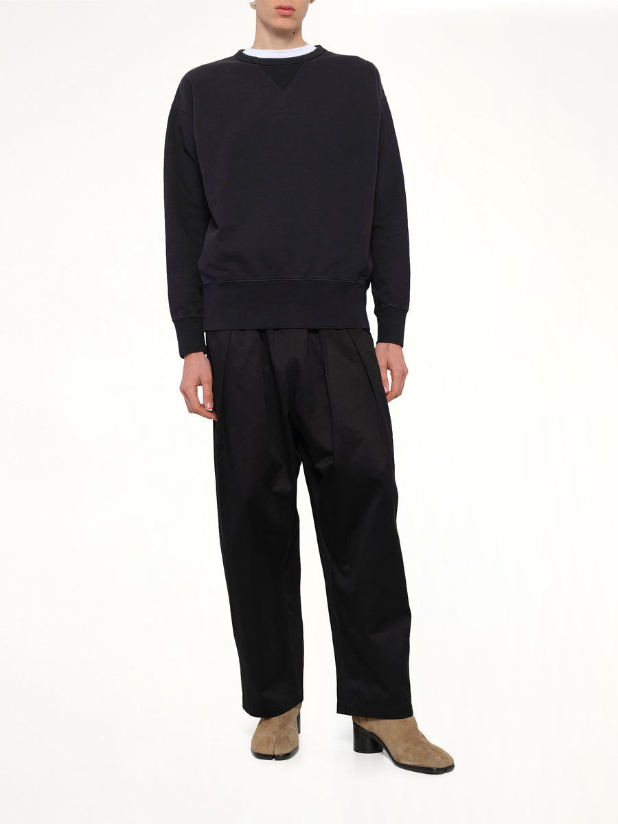 Cotton Fleece Sweatshirt in Washed Black