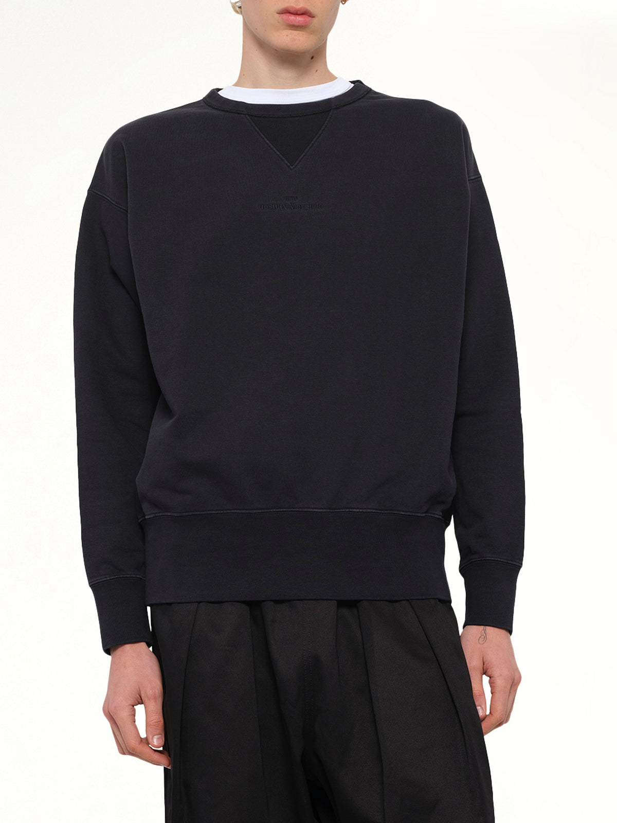 Cotton Fleece Sweatshirt in Washed Black
