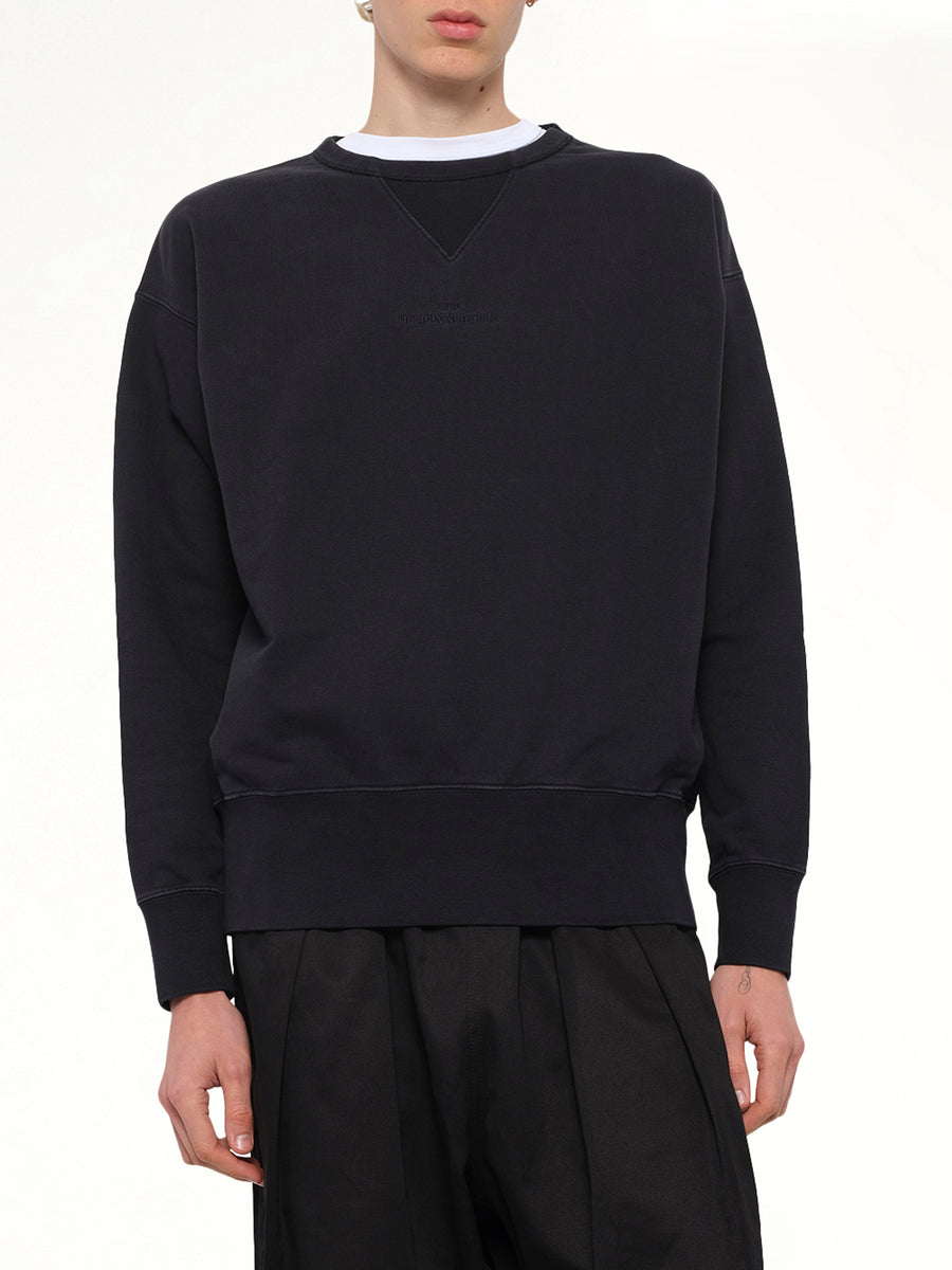 Cotton Fleece Sweatshirt in Washed Black