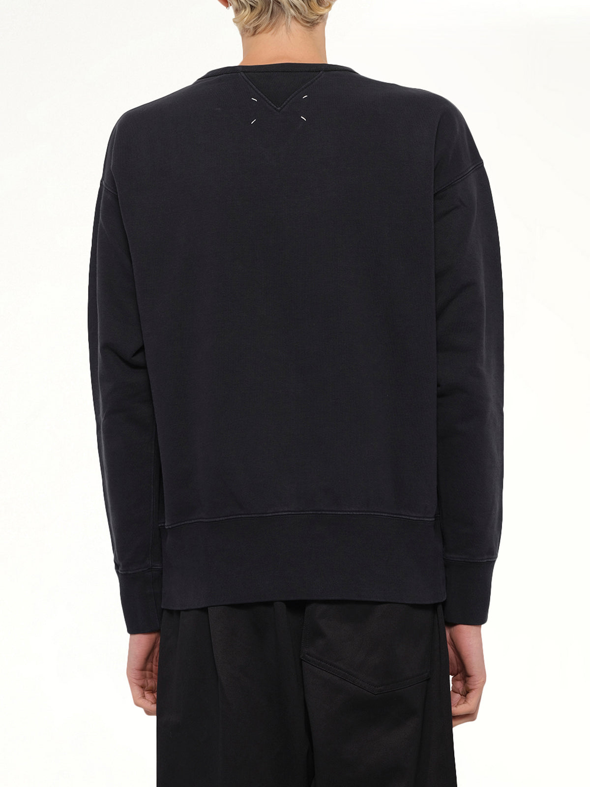 Cotton Fleece Sweatshirt in Washed Black