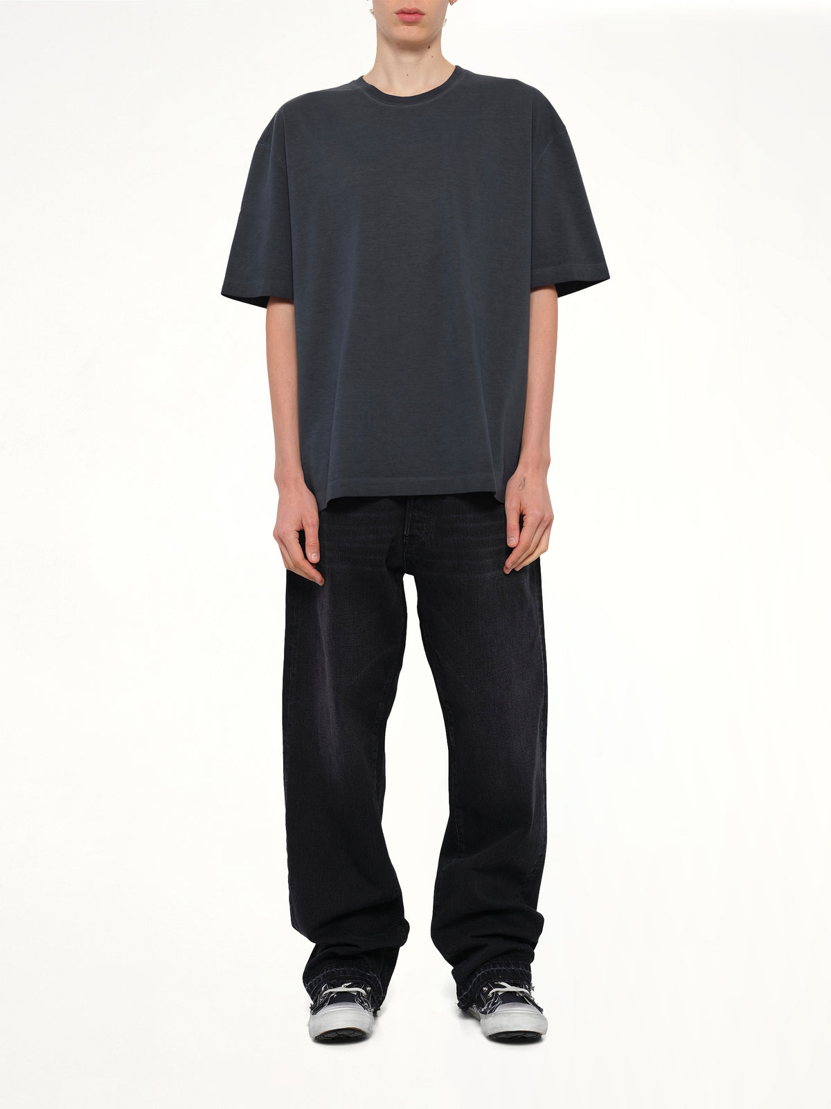 Oversize Four Stitch T-Shirt in Anthracite