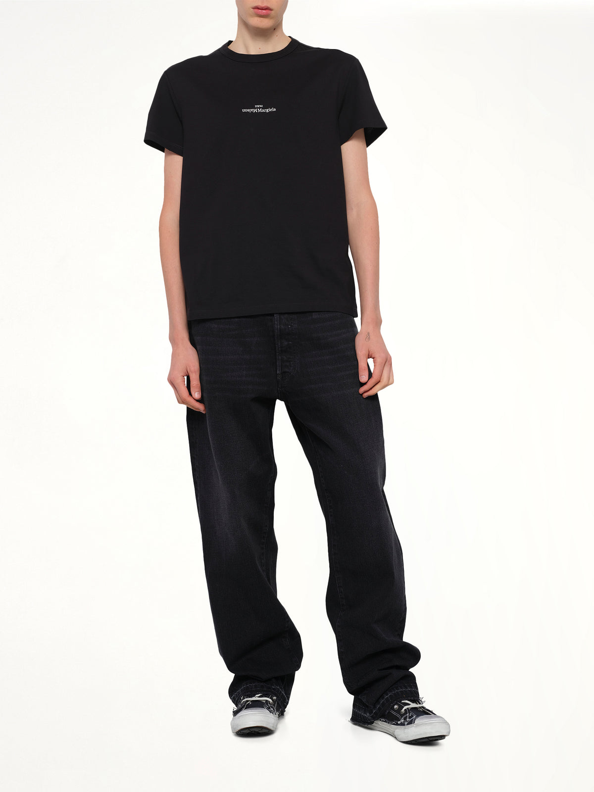 Upside Down Logo T-Shirt in Black