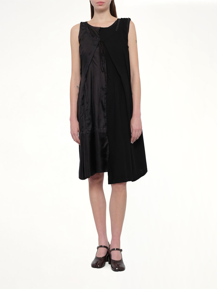 Silk Twill Midi Dress in Black