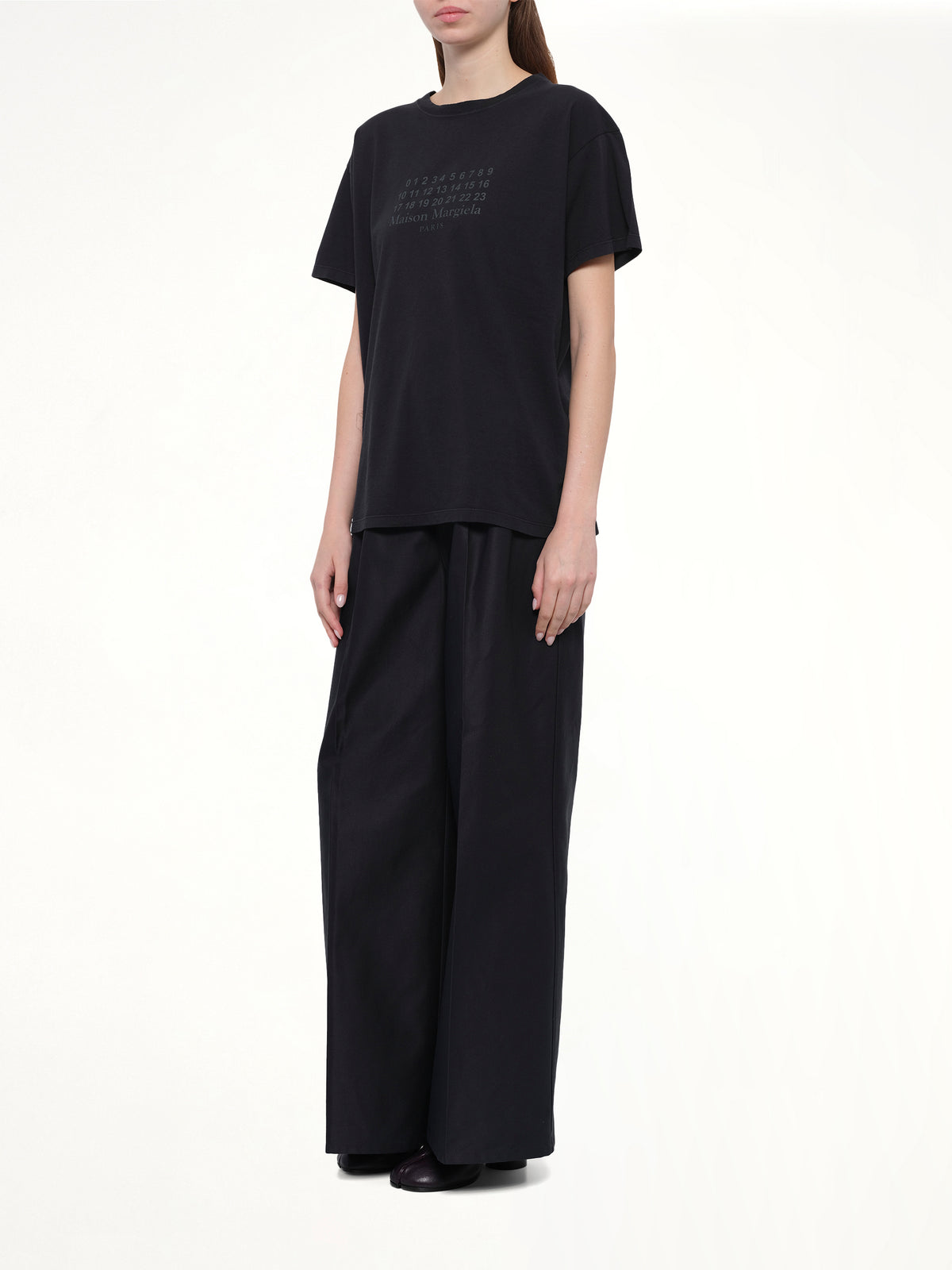 Cotton Palazzo Trouser in Black
