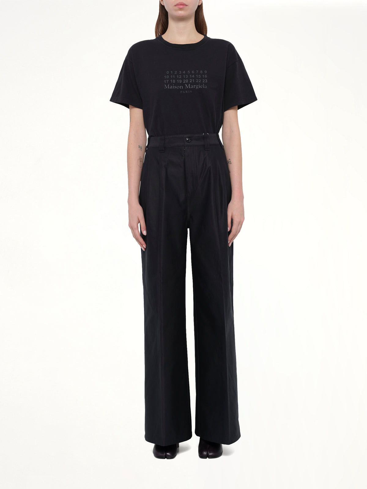 Cotton Palazzo Trouser in Black