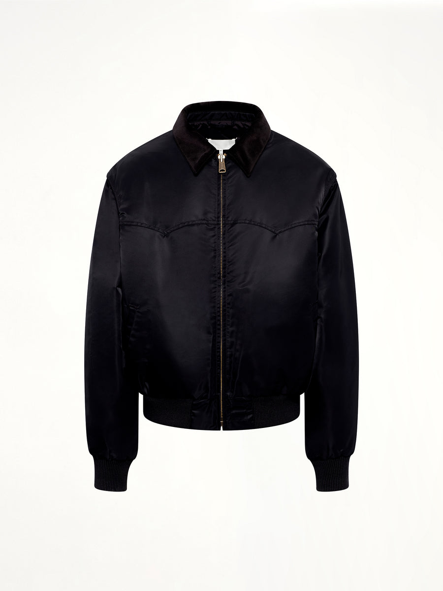 Zip-Up Bomber Jacket in Black