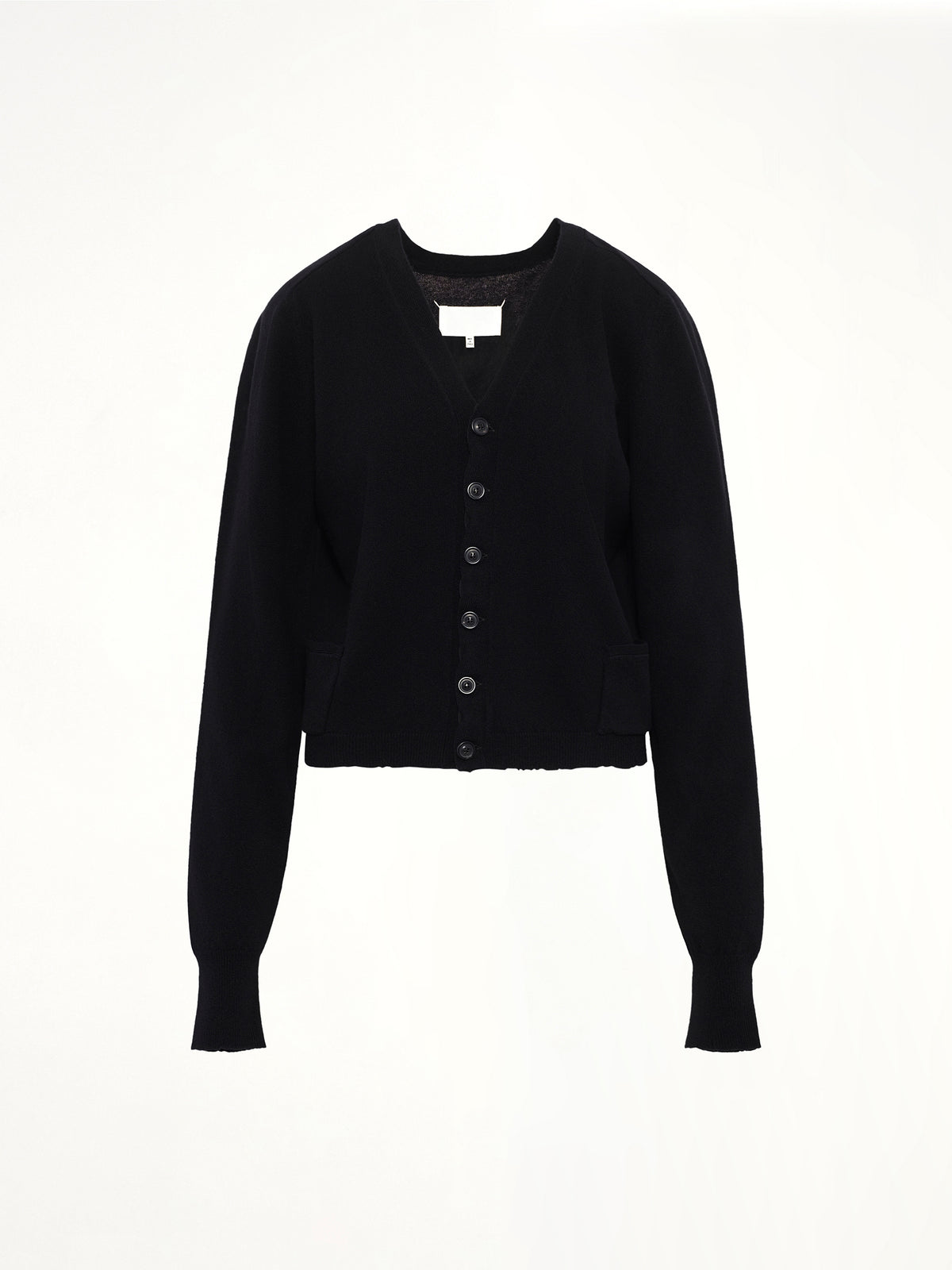 Gauge 14 Wool V-Neck Cardigan in Black