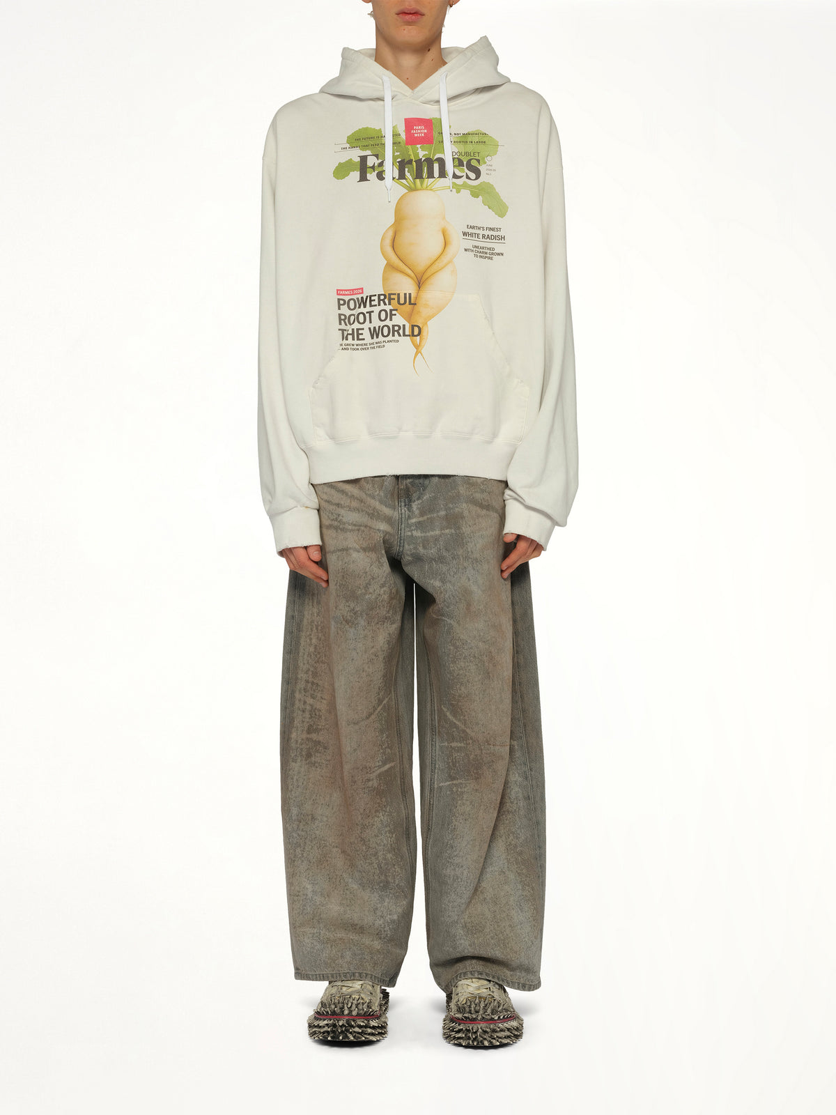 Farmes Magazine Cover Hoodie in White