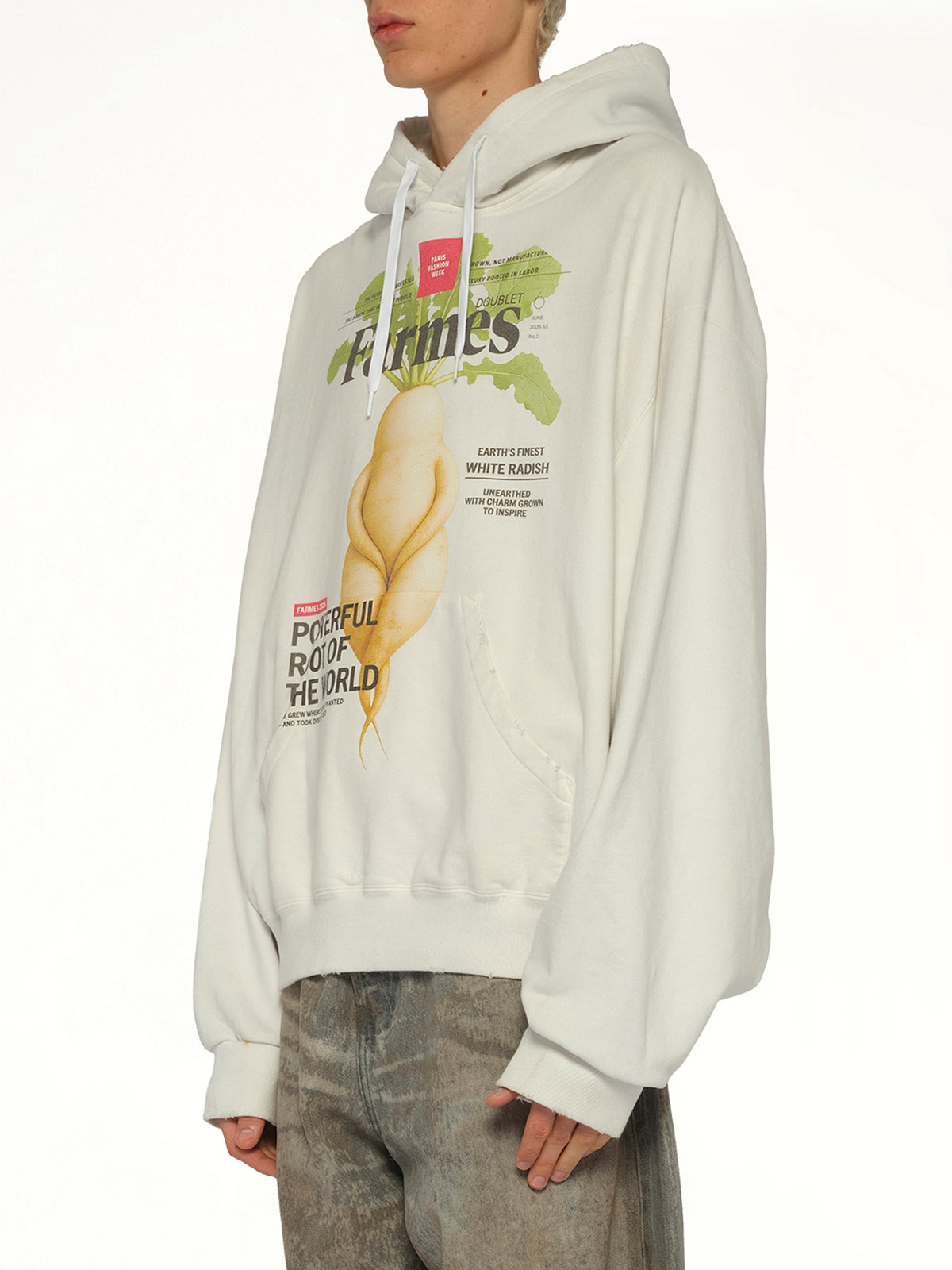 Farmes Magazine Cover Hoodie in White