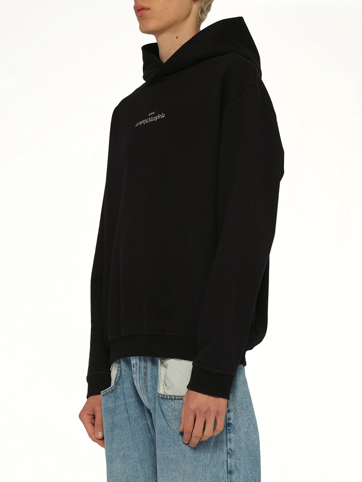 Upside Down Logo Hoodie in Black