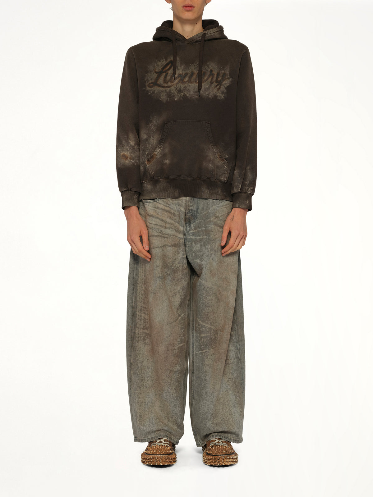 Luxury Mud Paint Hoodie in Brown