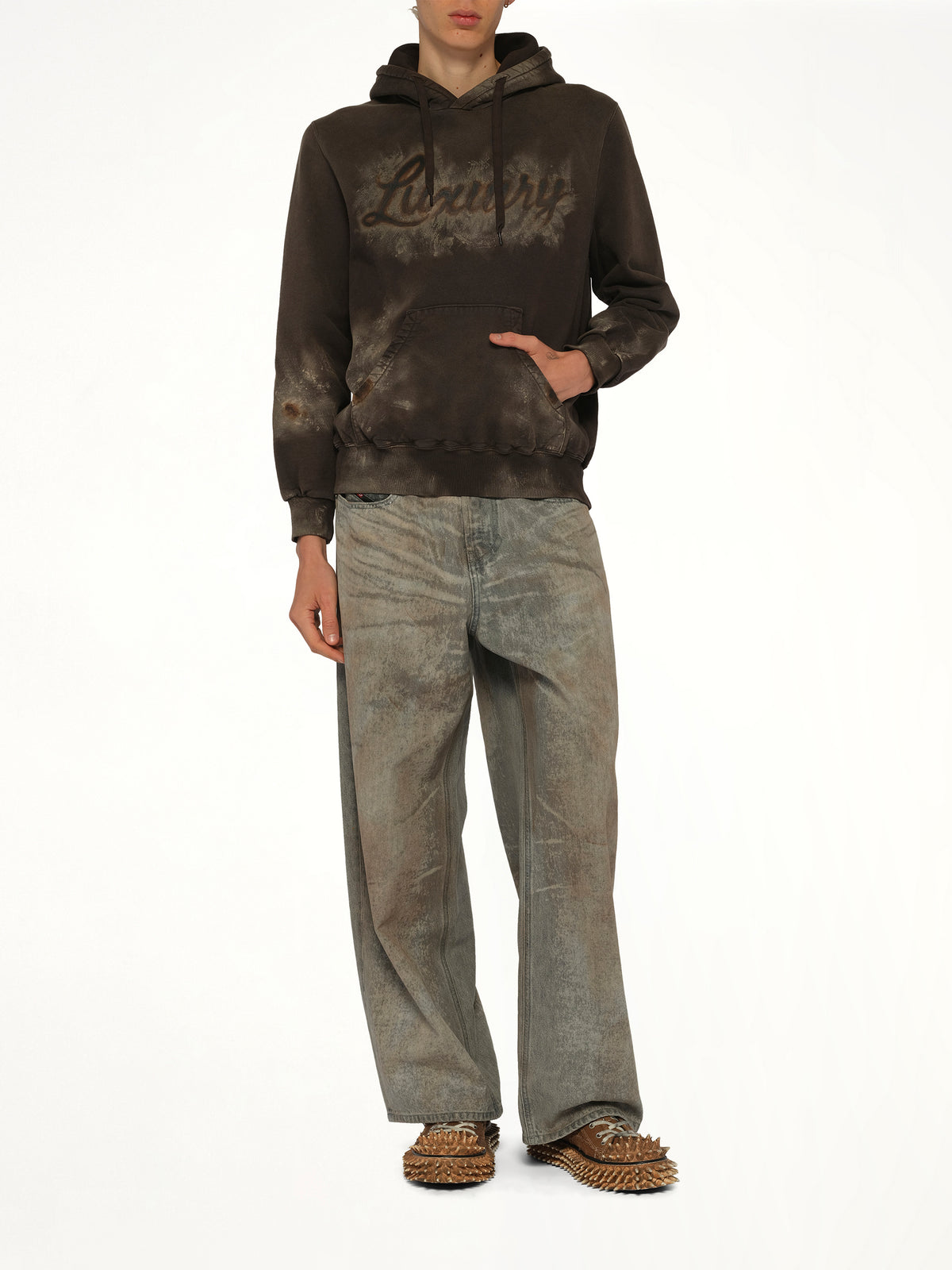 Luxury Mud Paint Hoodie in Brown