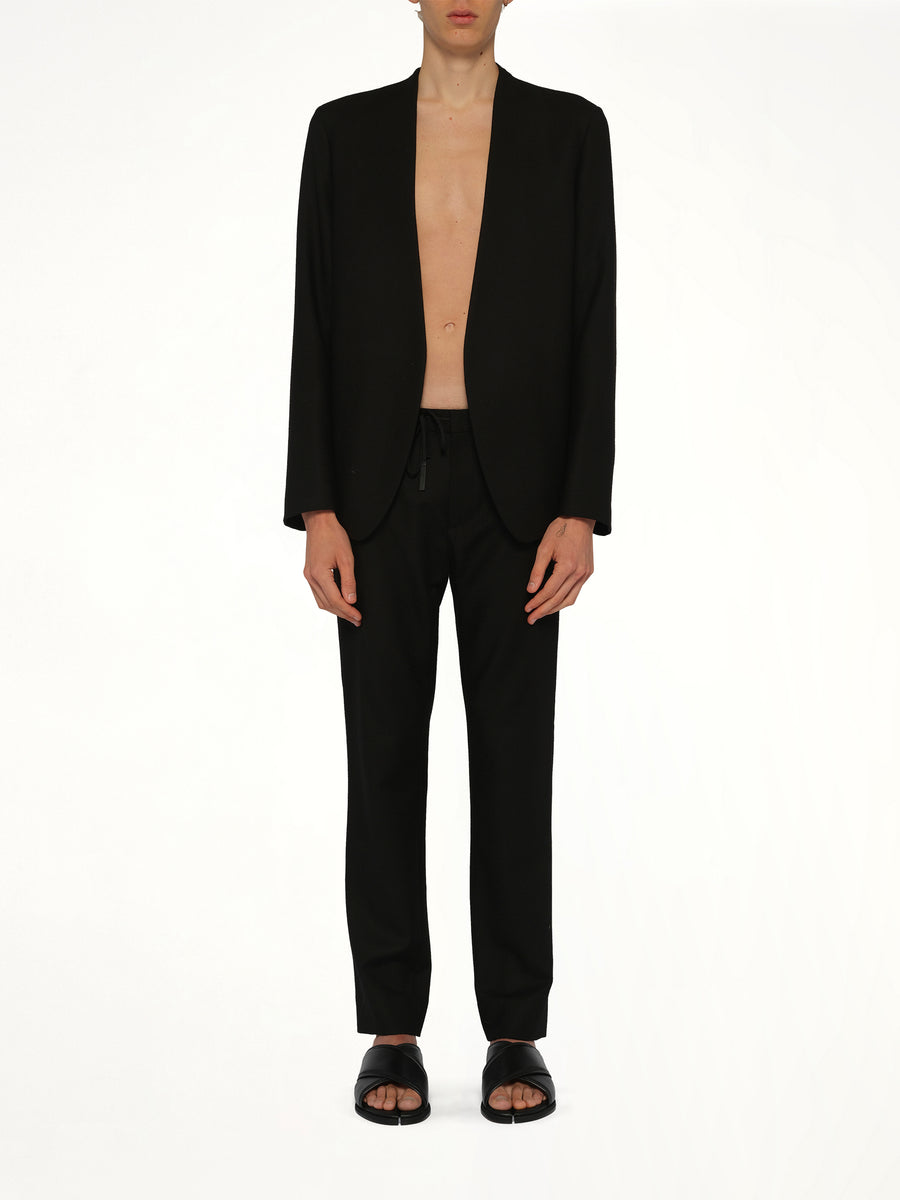 Collarless Jacket in Black