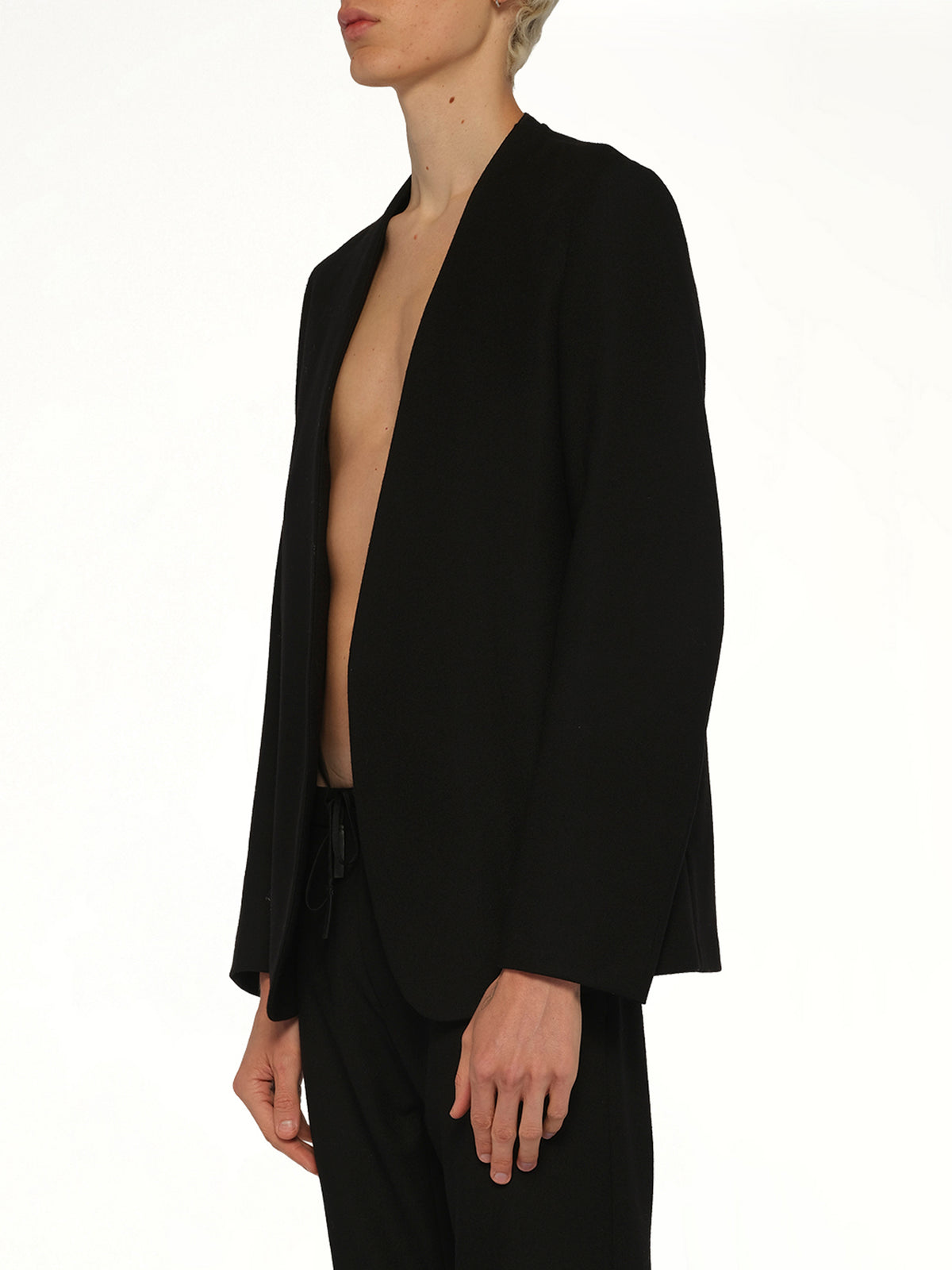 Collarless Jacket in Black