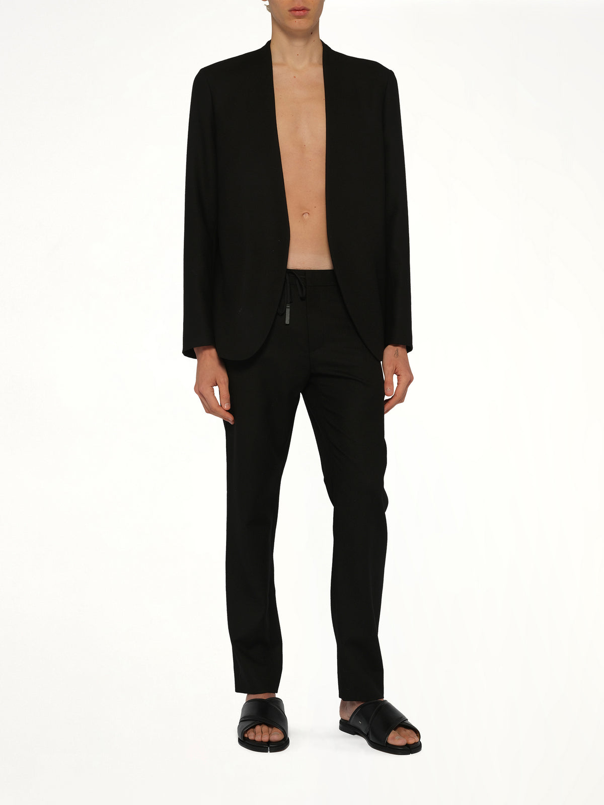 Collarless Jacket in Black