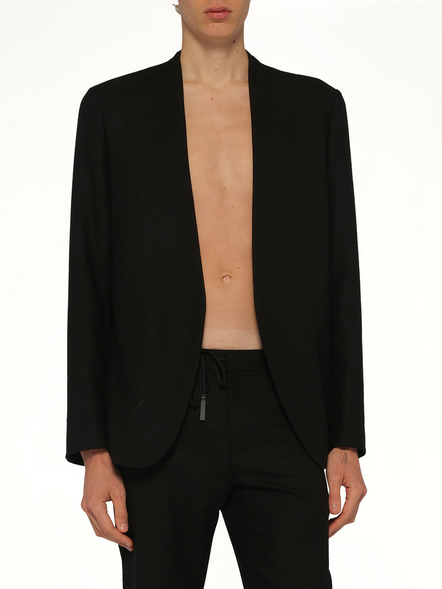 Collarless Jacket in Black