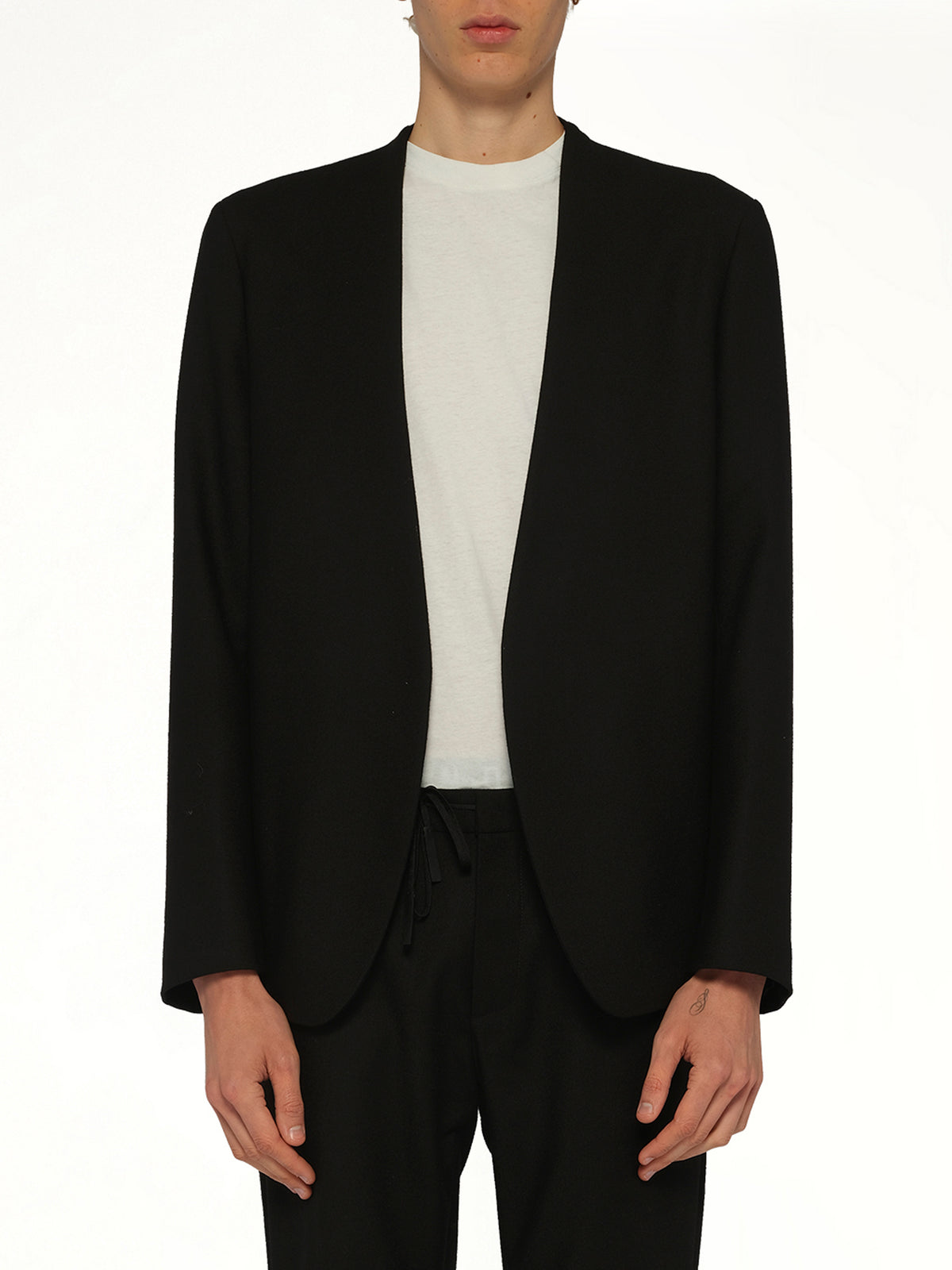 Collarless Jacket in Black
