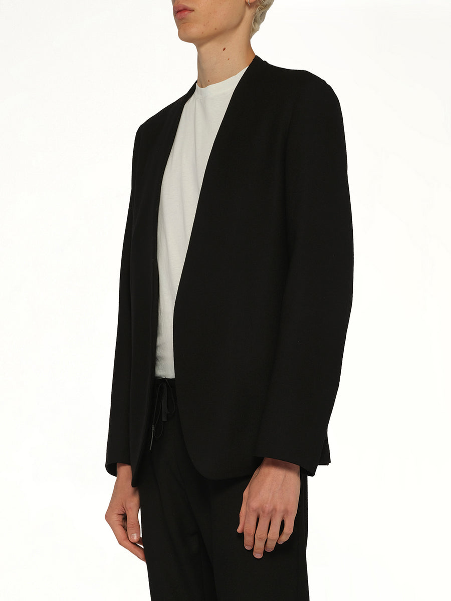 Collarless Jacket in Black