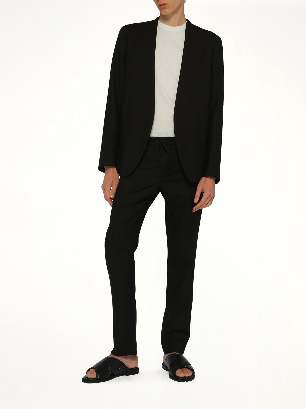 Collarless Jacket in Black