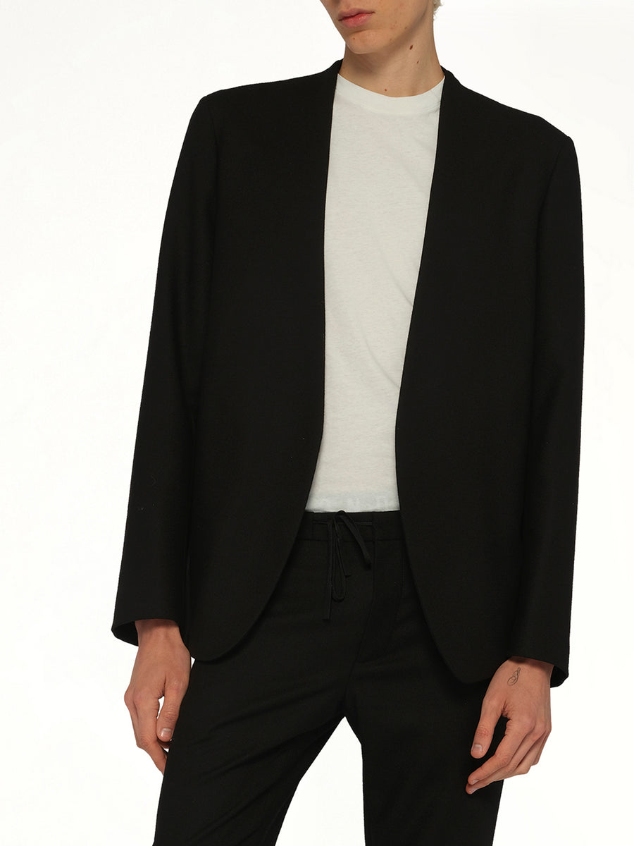 Collarless Jacket in Black