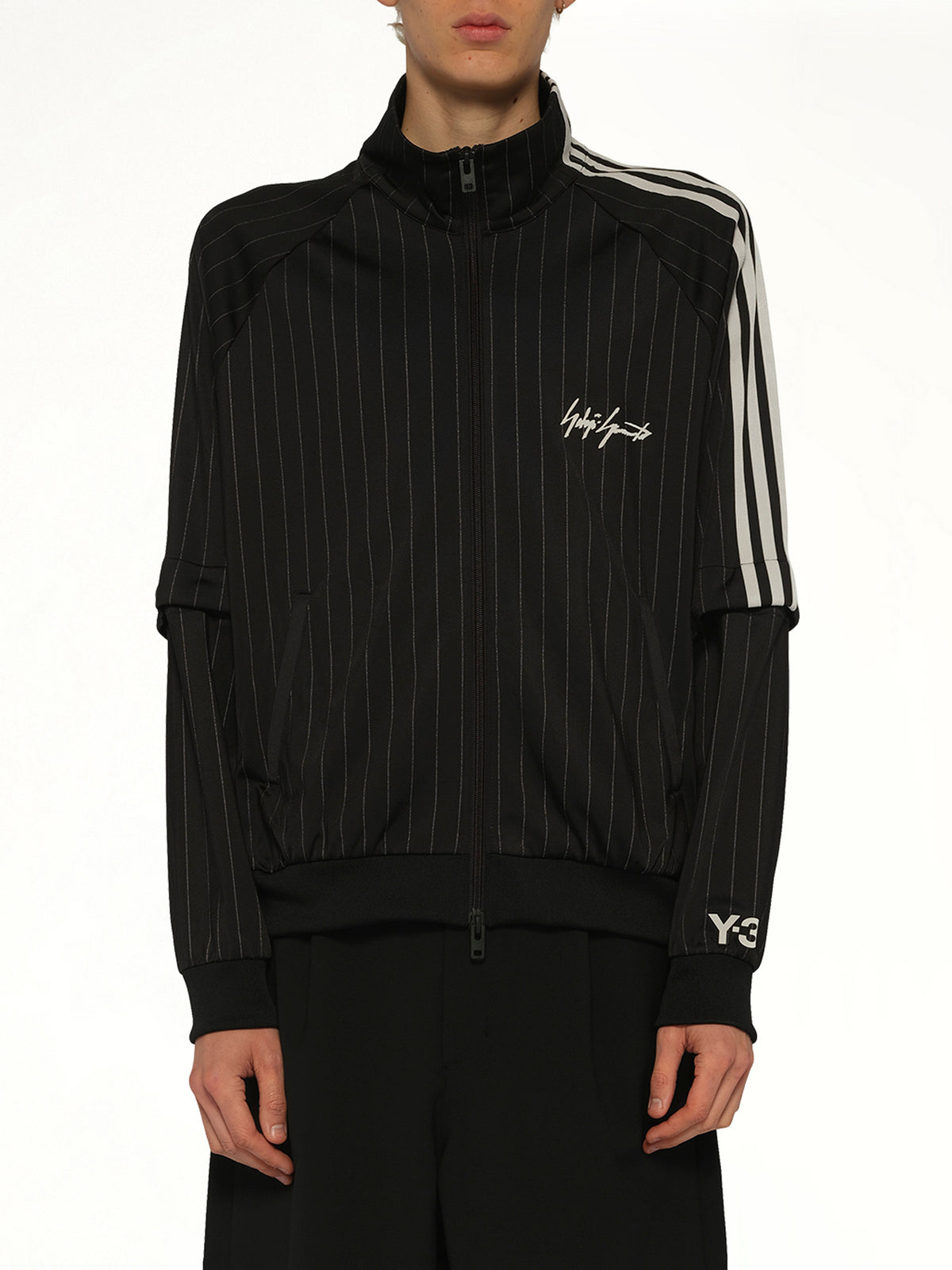 Pinstripe Track Top in Black