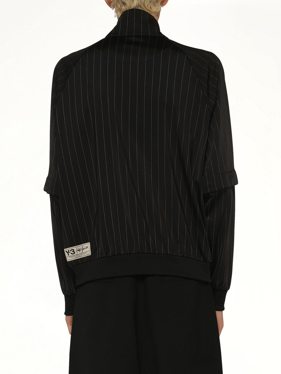 Pinstripe Track Top in Black