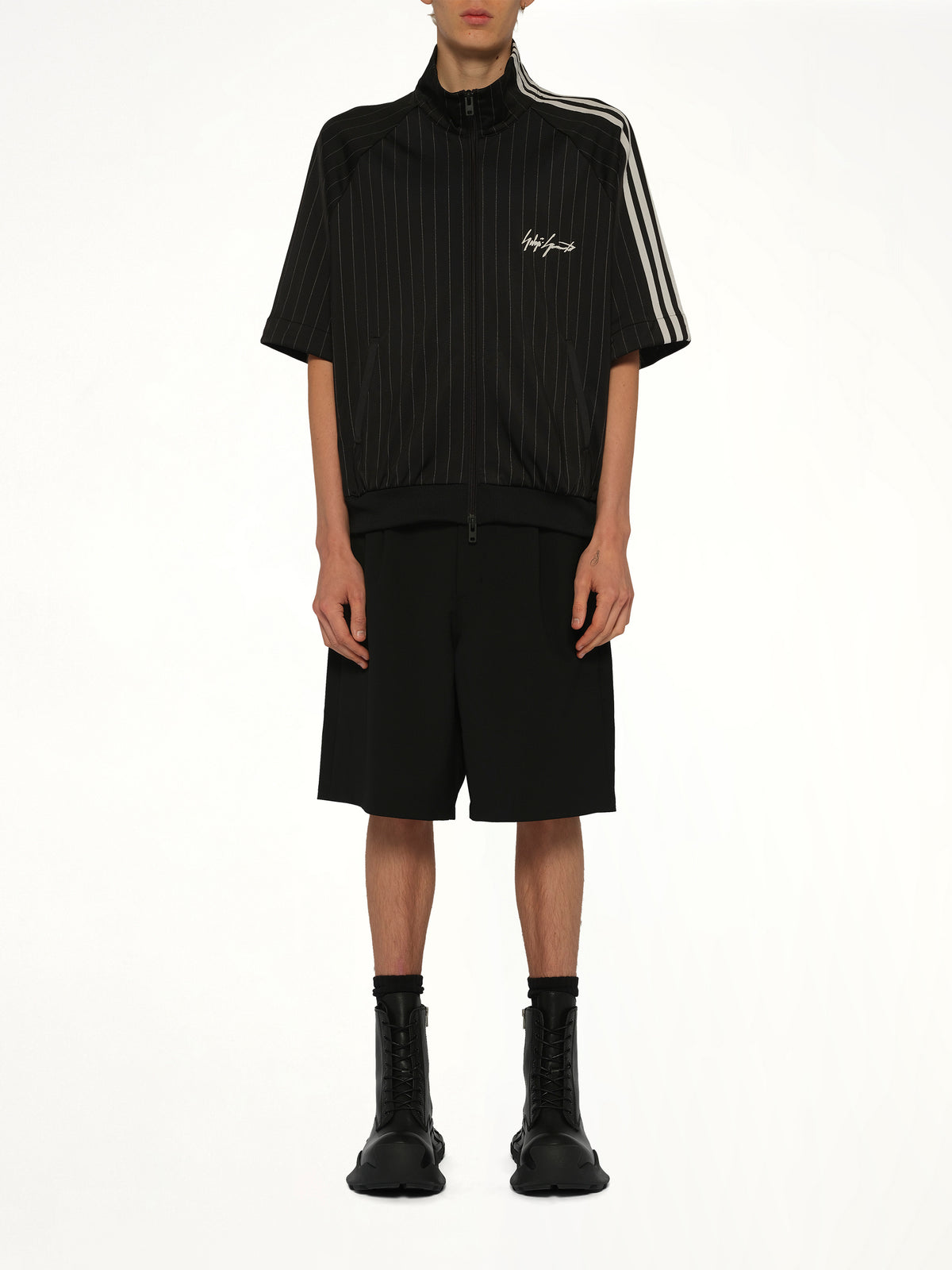 Pinstripe Track Top in Black