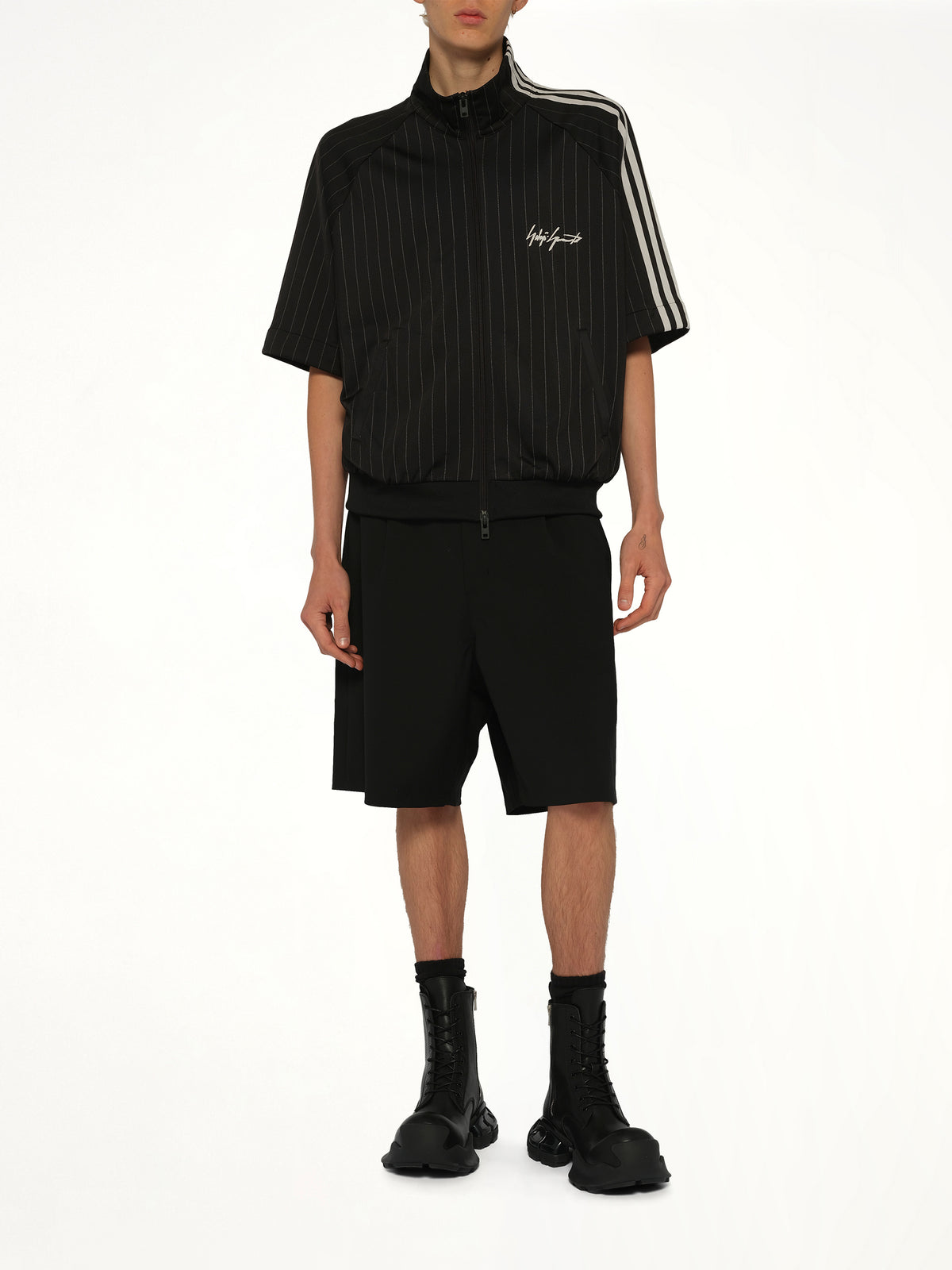 Pinstripe Track Top in Black