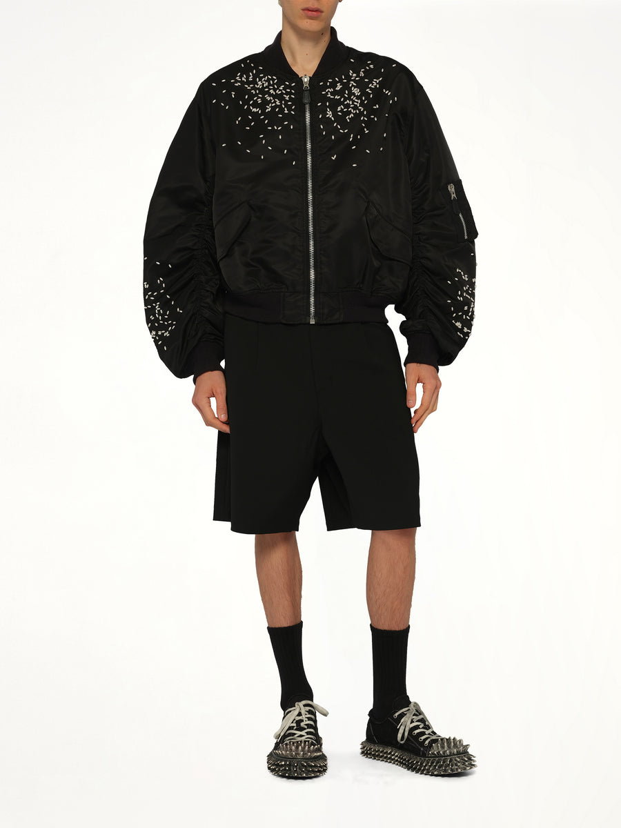 Spilled Rice Bomber Jacket in Black