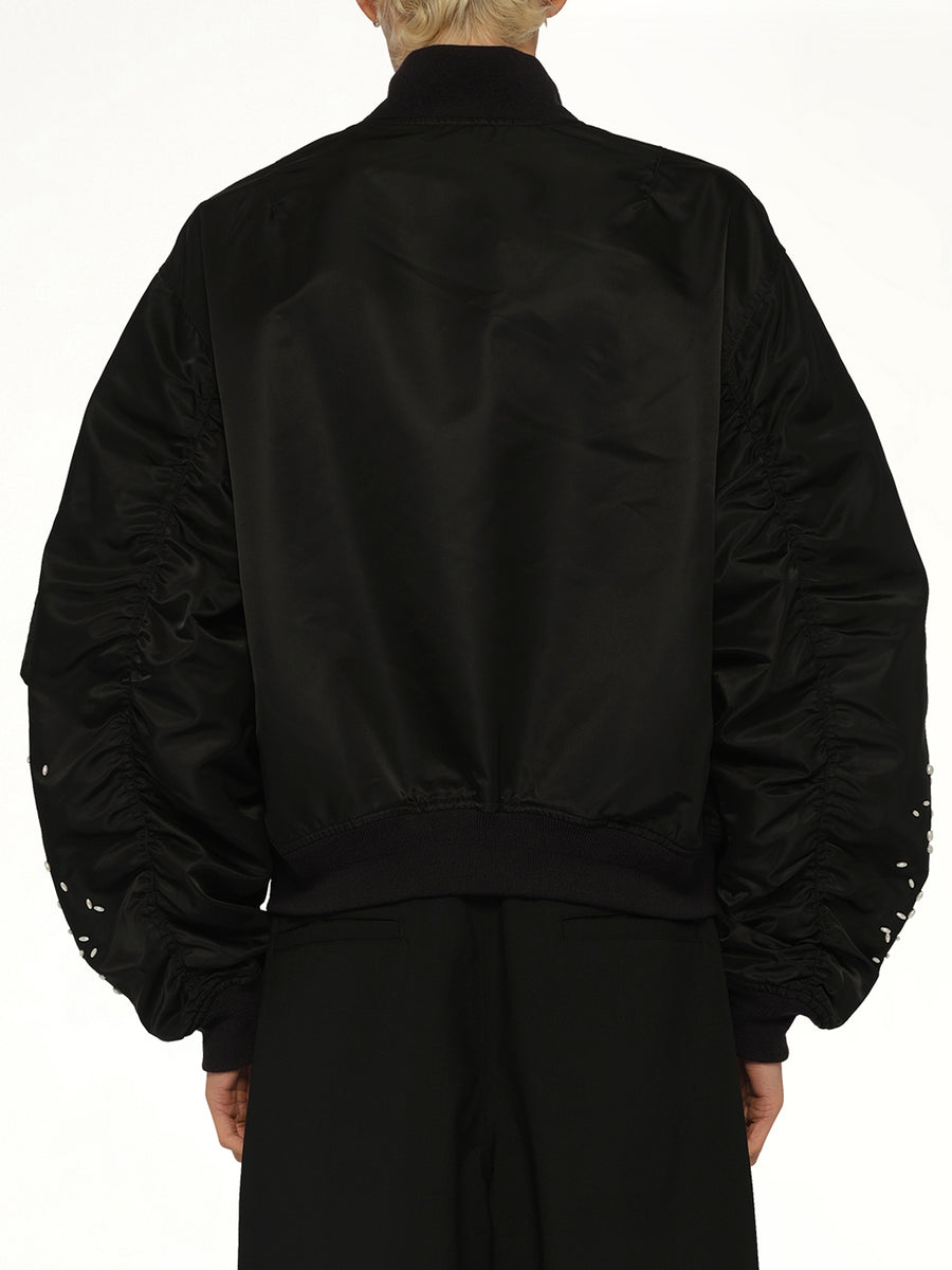 Spilled Rice Bomber Jacket in Black