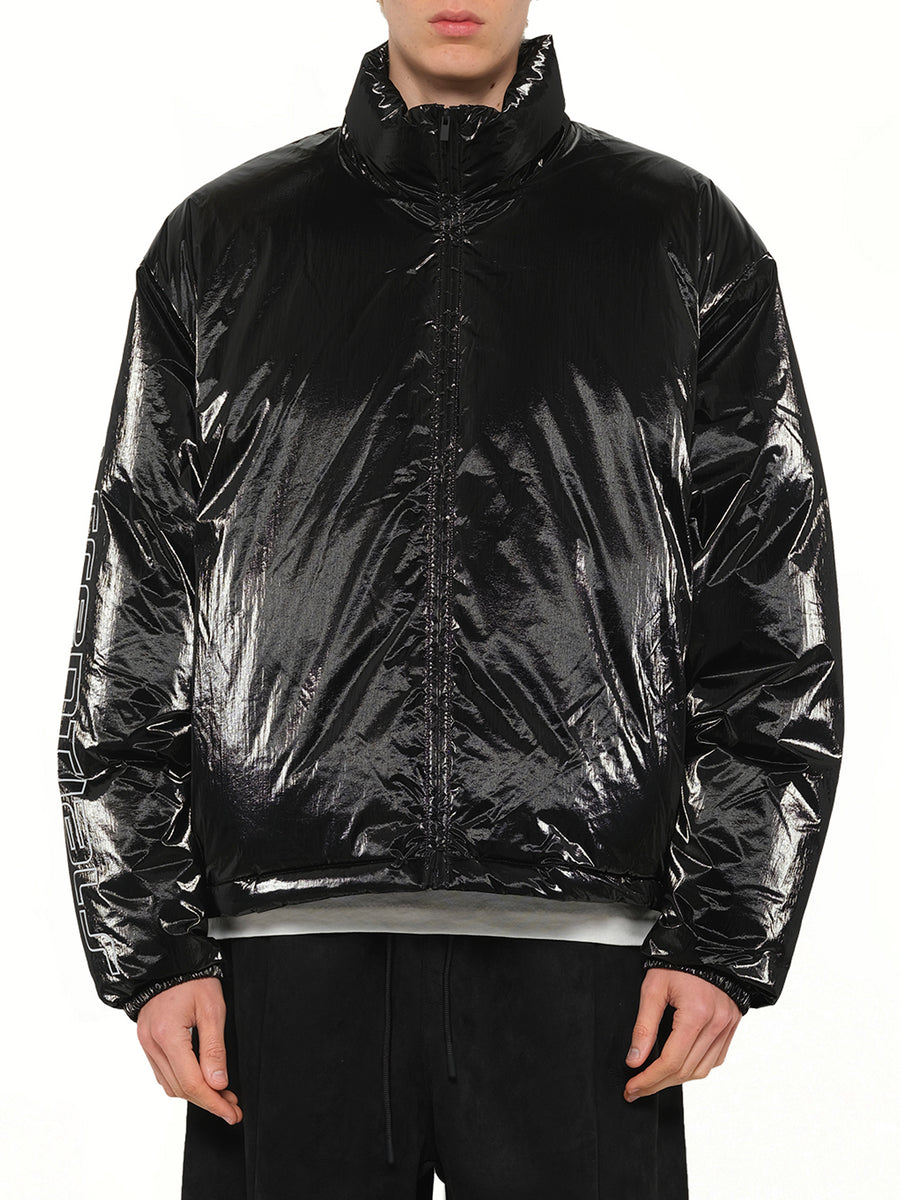 Puffer Jacket in Metallic Black