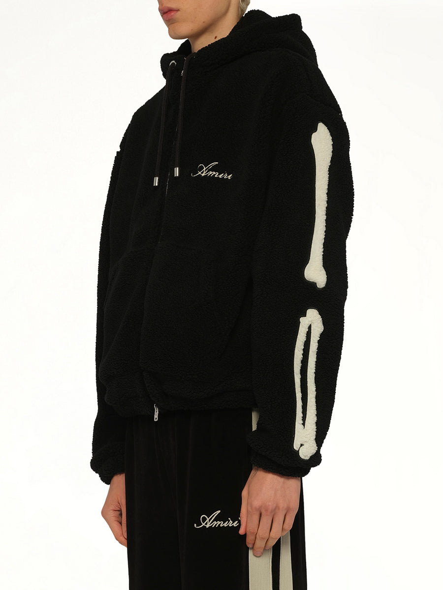 Bones Fleece Zip Hoodie in Black