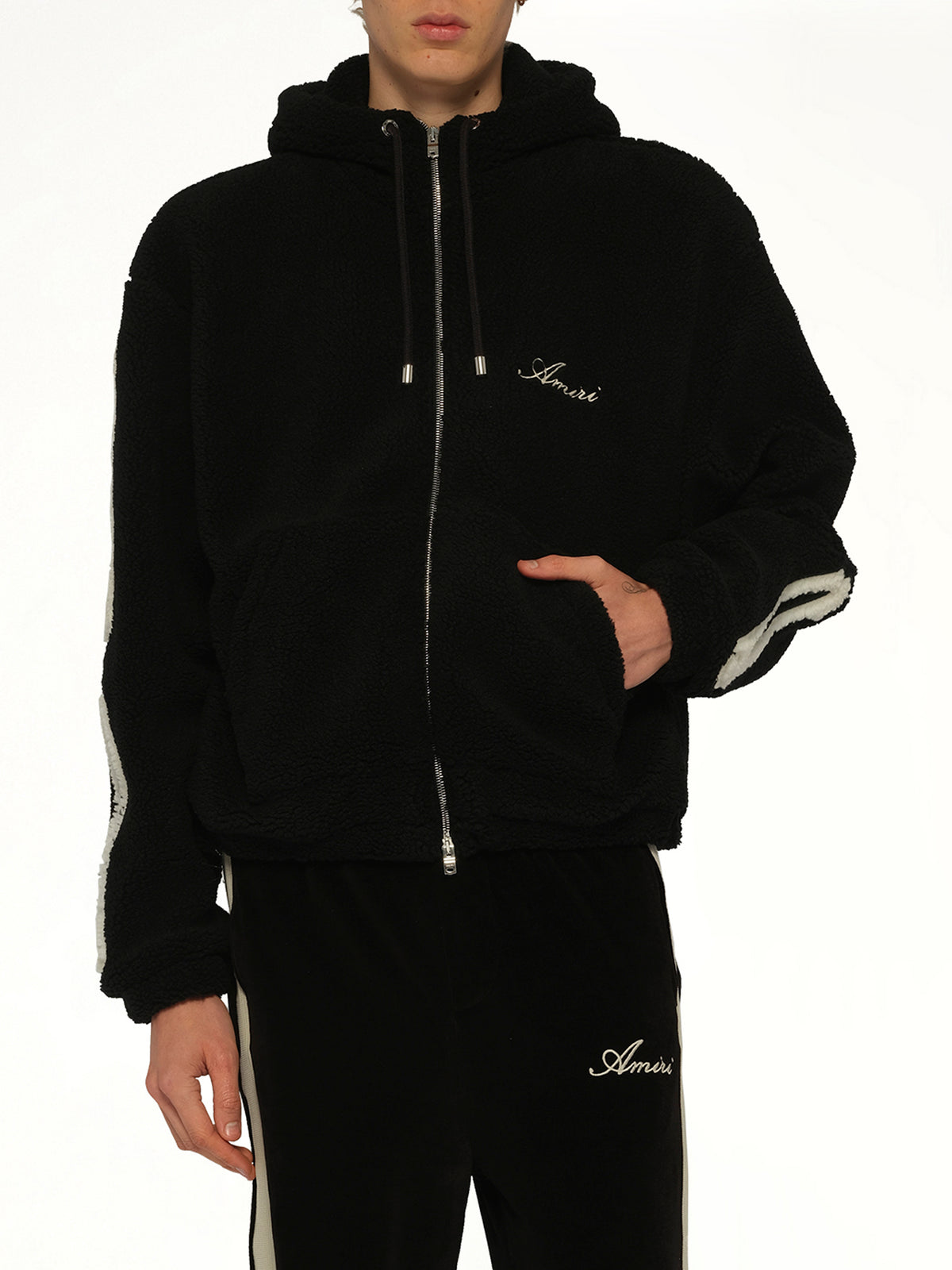 Bones Fleece Zip Hoodie in Black