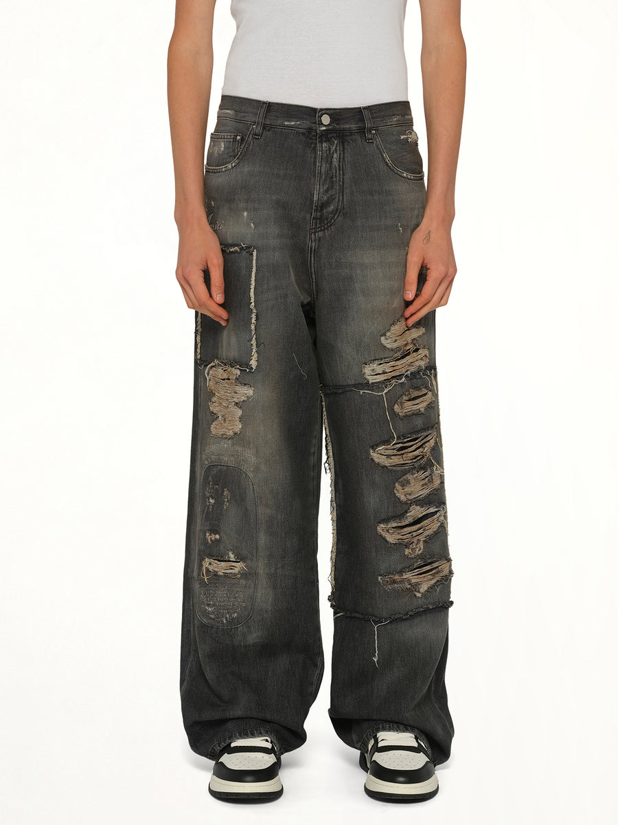 Carpenter Repaired Baggy Jean in Crafted Black