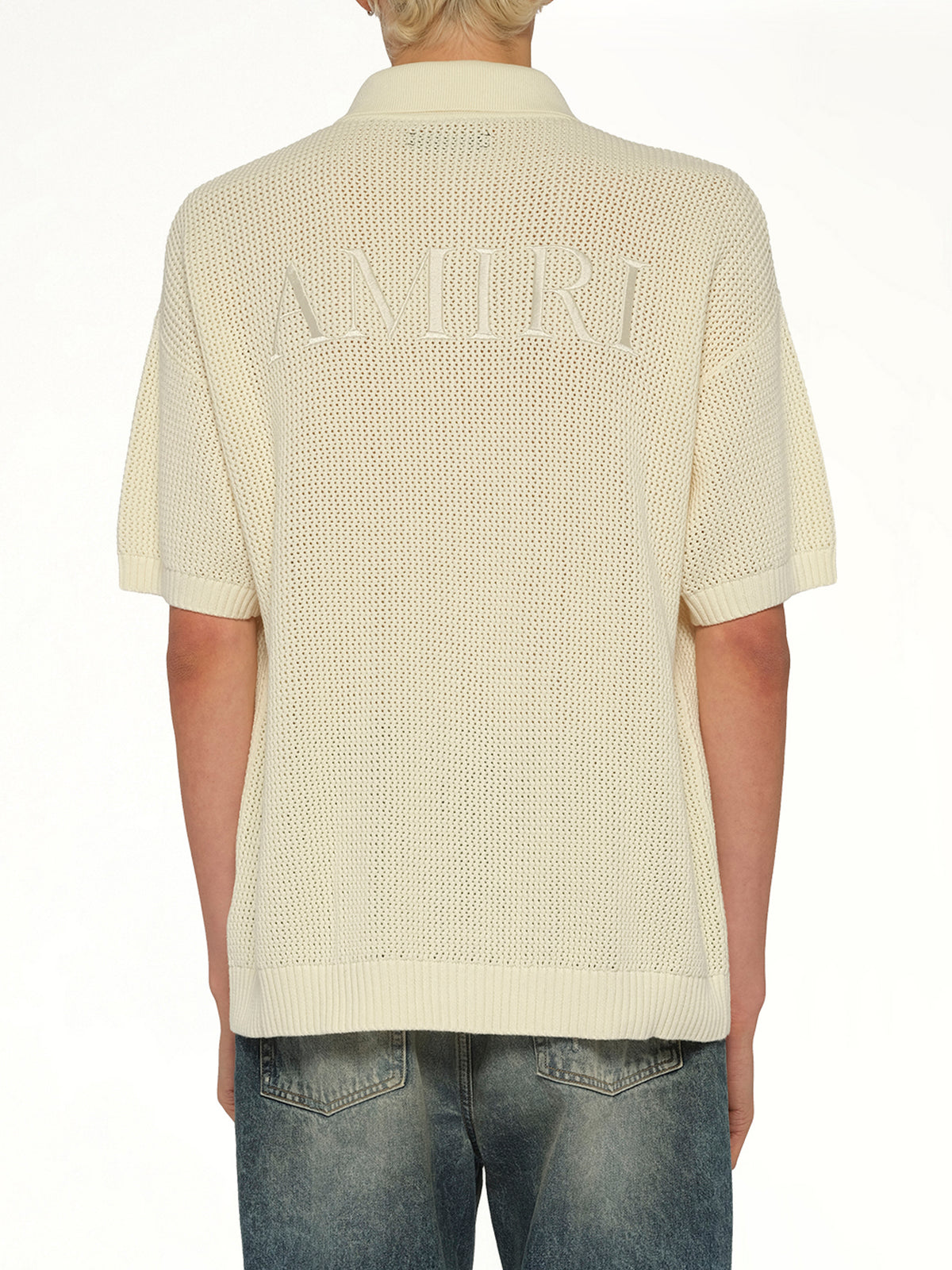 Amiri Crochet Mesh Shirt in Ivory