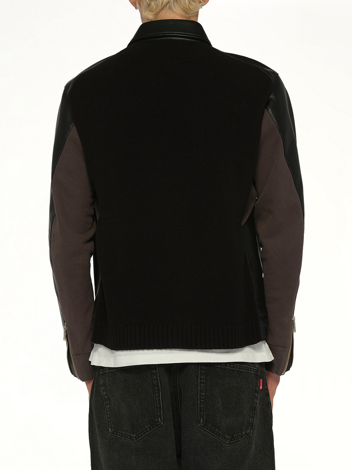 Faux Leather Blouson in Black