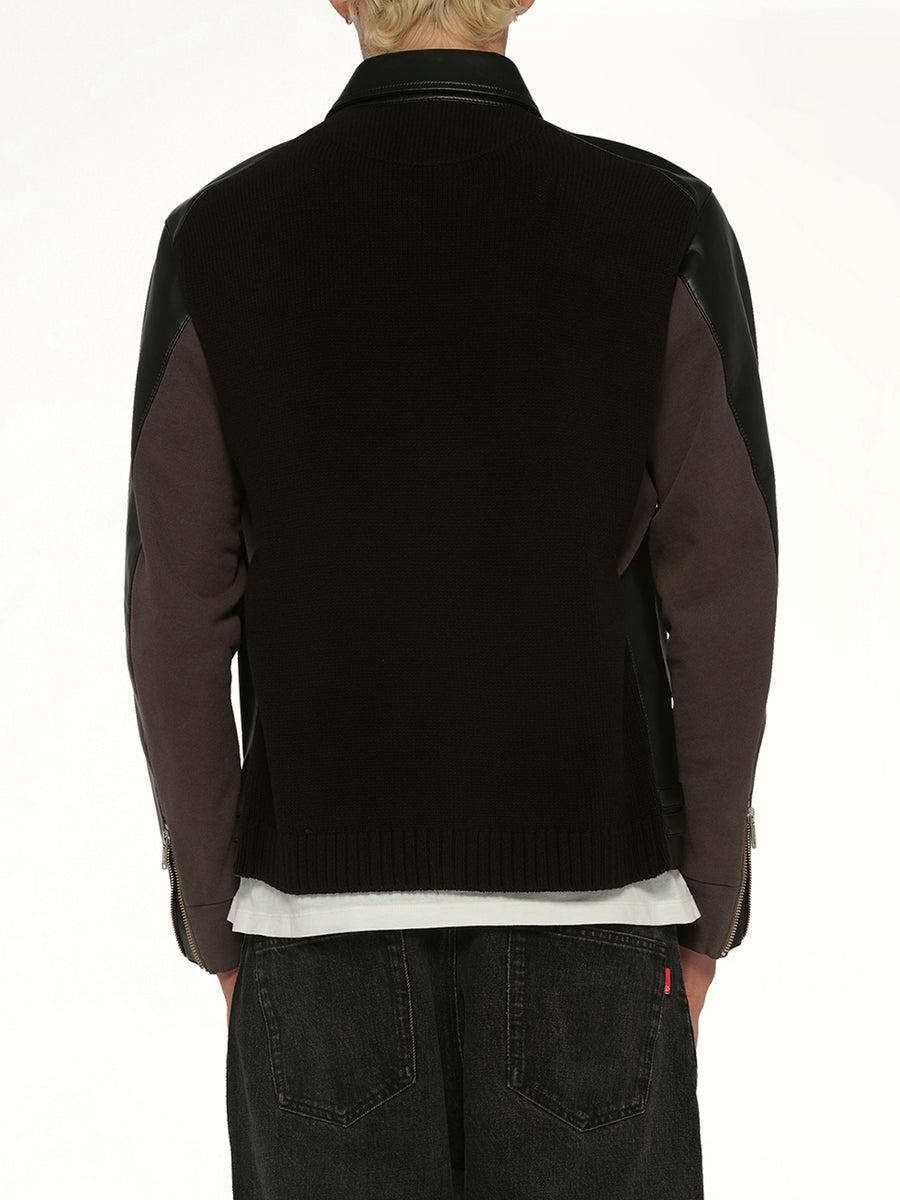Faux Leather Blouson in Black