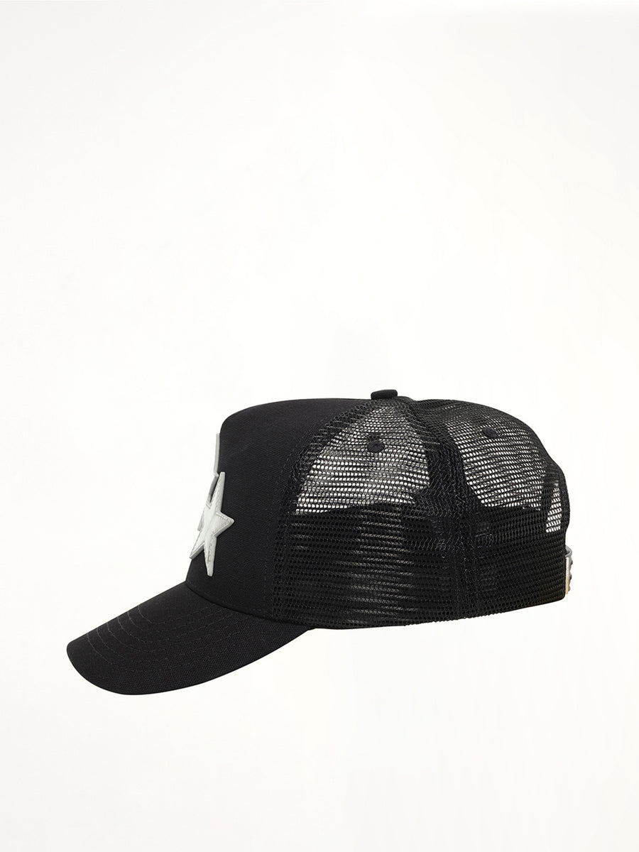 3 Star Metallic Trucker Hat in Black/Silver